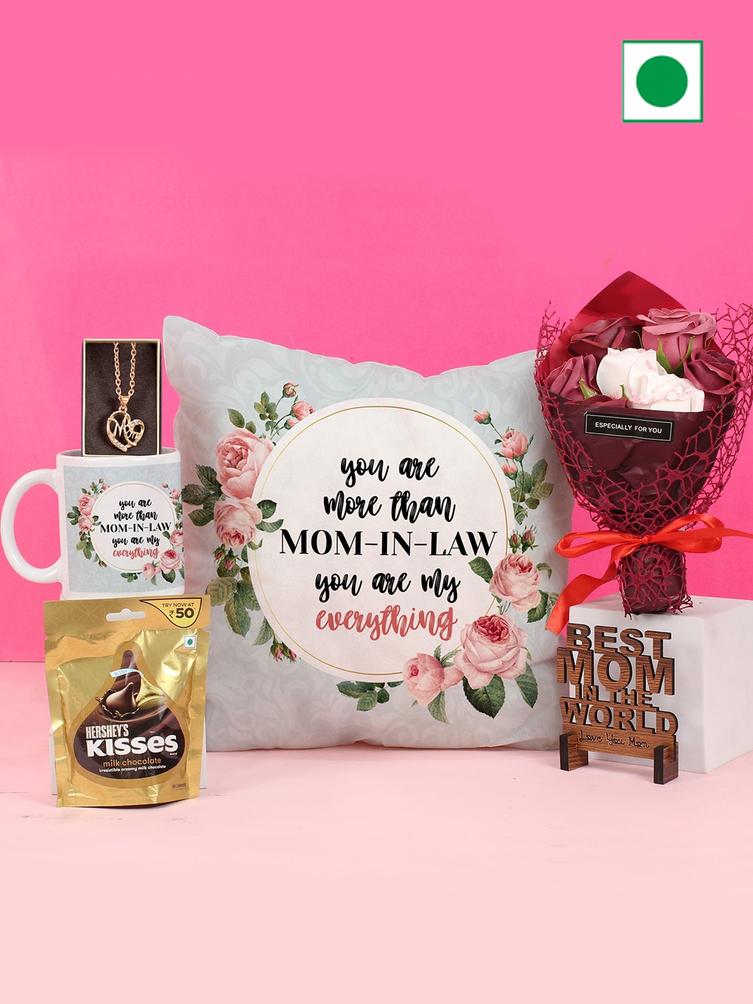 

TIED RIBBONS Set Of 6 Mothers Day Hersheys Kisses Chocolate Gift Hamper, White