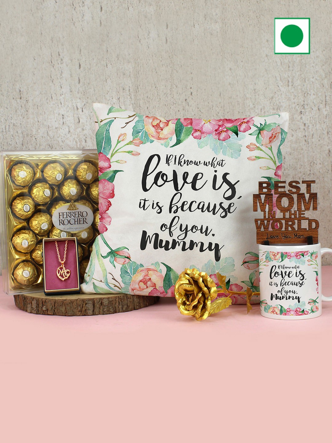 

TIED RIBBONS Set Of 6 Mothers Day Rose & Card withFerrero Rocher Chocolate Gift Hamper, White