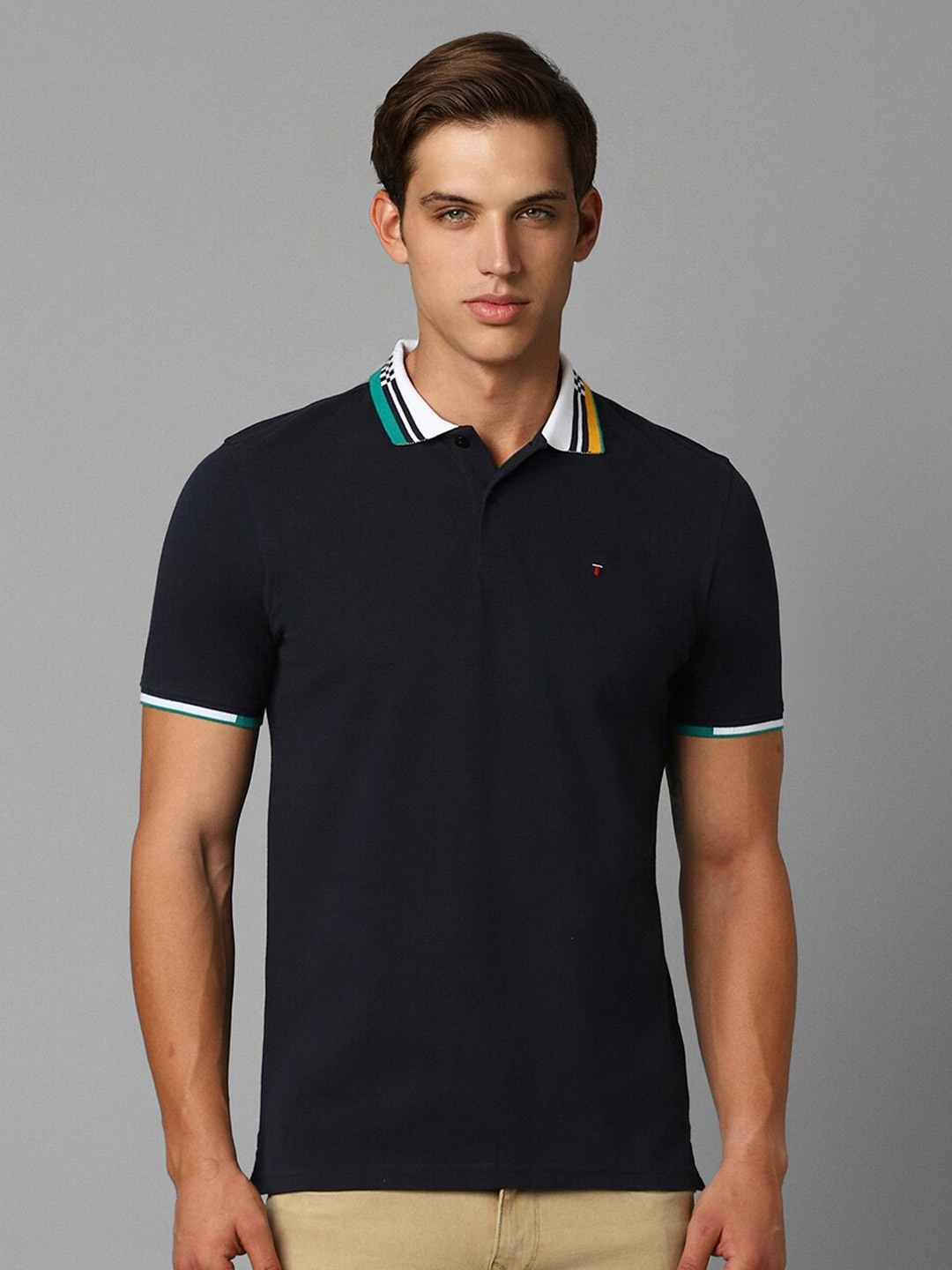 

Louis Philippe Sport Polo Collar Pure Cotton Slim Fit T-shirt, Black