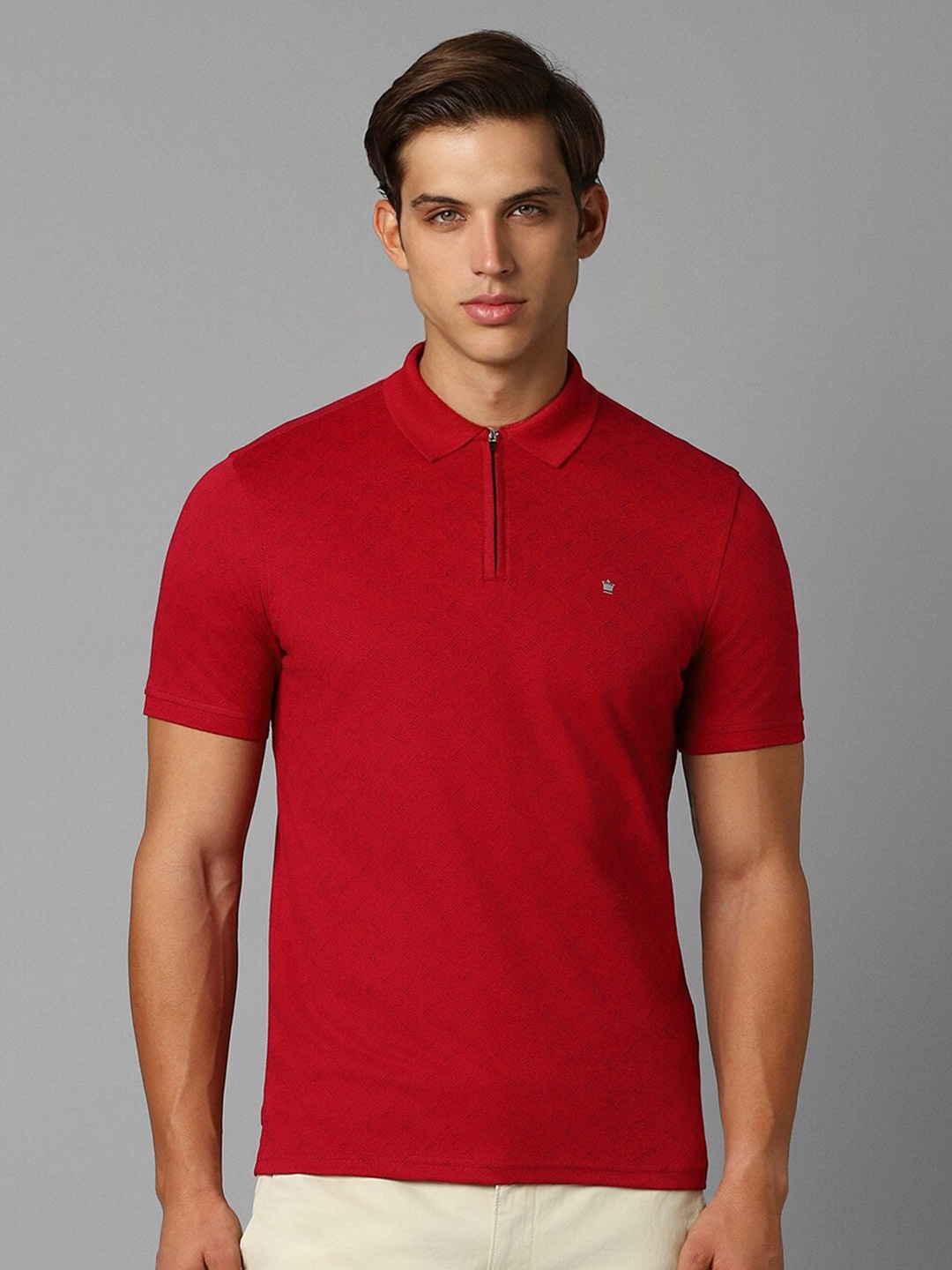 

Louis Philippe Sport Geometric Printed Polo Collar Slim Fit T-shirt, Red
