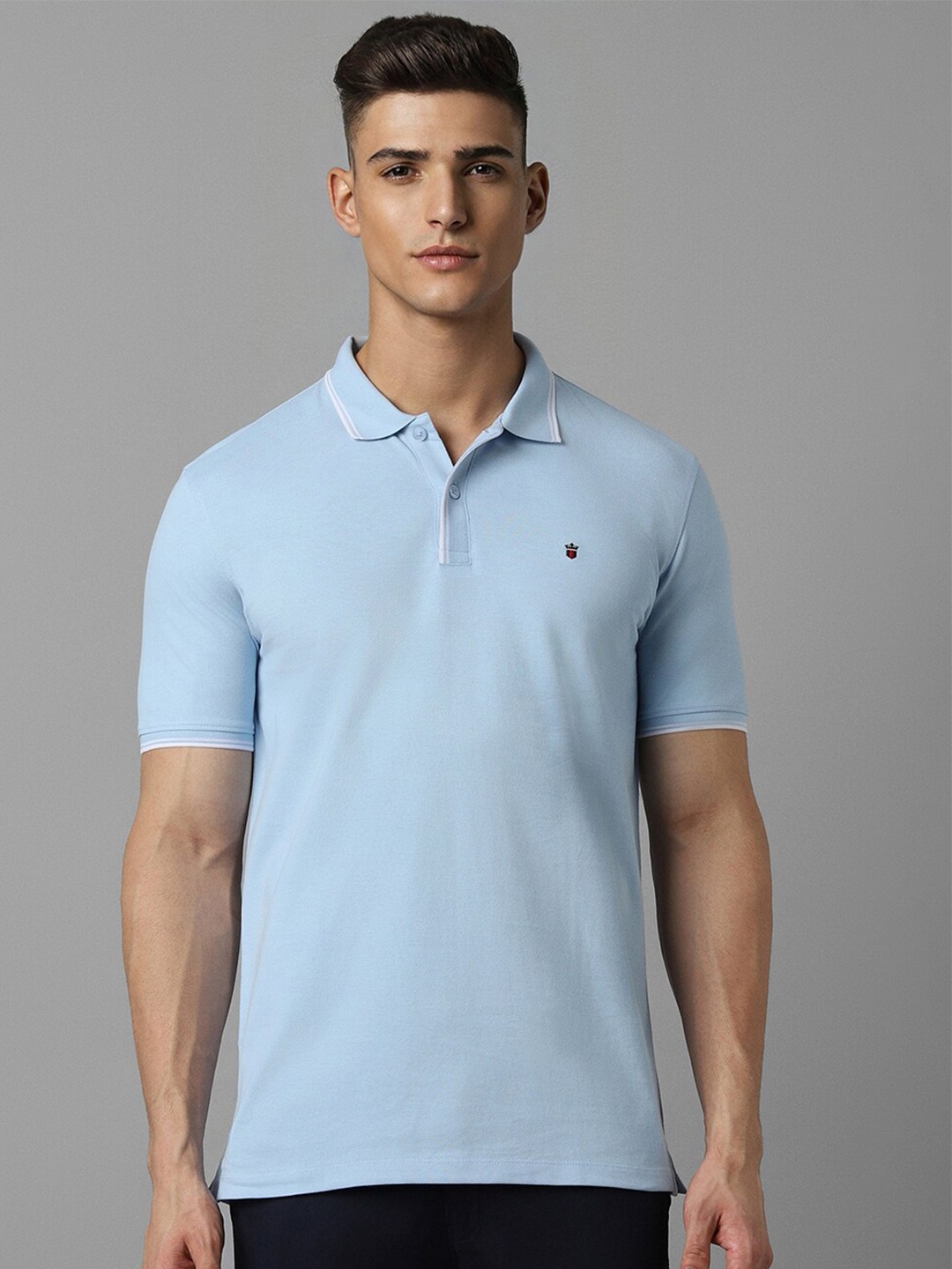 

Louis Philippe Sport Polo Collar Pure Cotton Slim Fit T-shirt, Blue