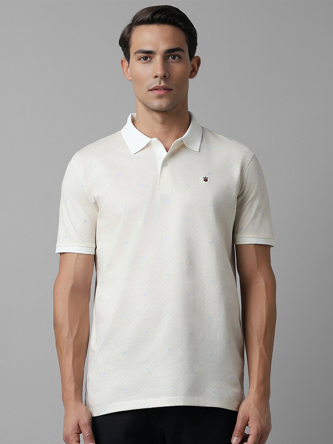 

Louis Philippe Sport Polo Collar Pure Cotton Slim Fit T-shirt, Cream