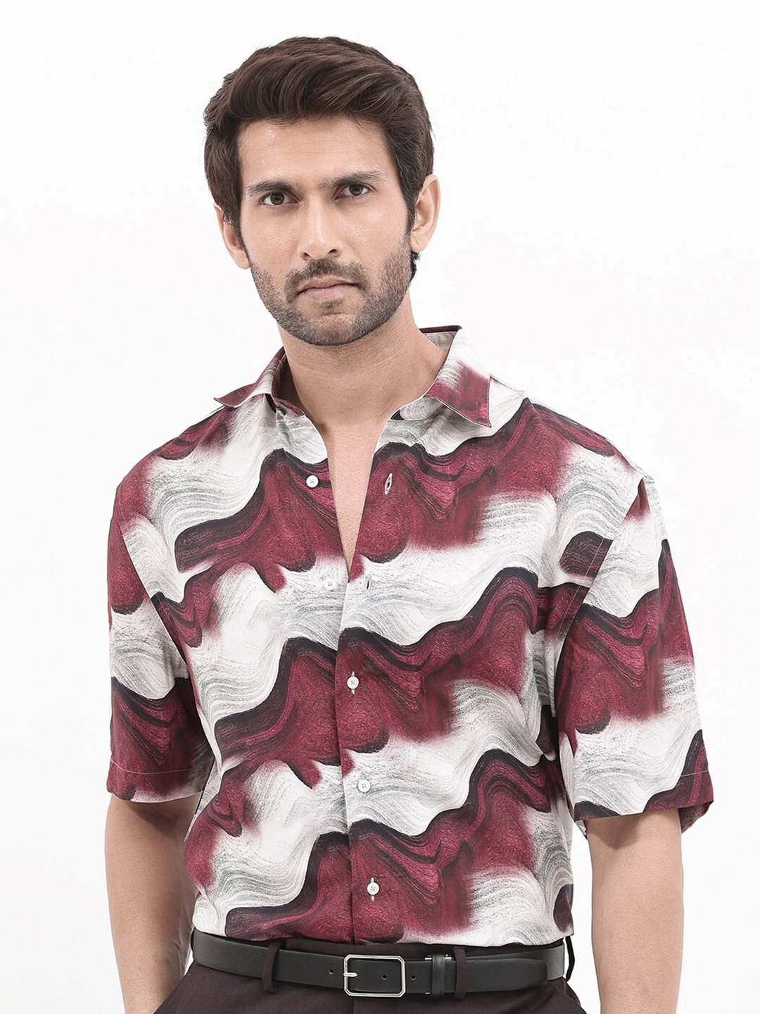 

RARE RABBIT Men Tijon Regular Fit Floral Opaque Printed Shirt, Red
