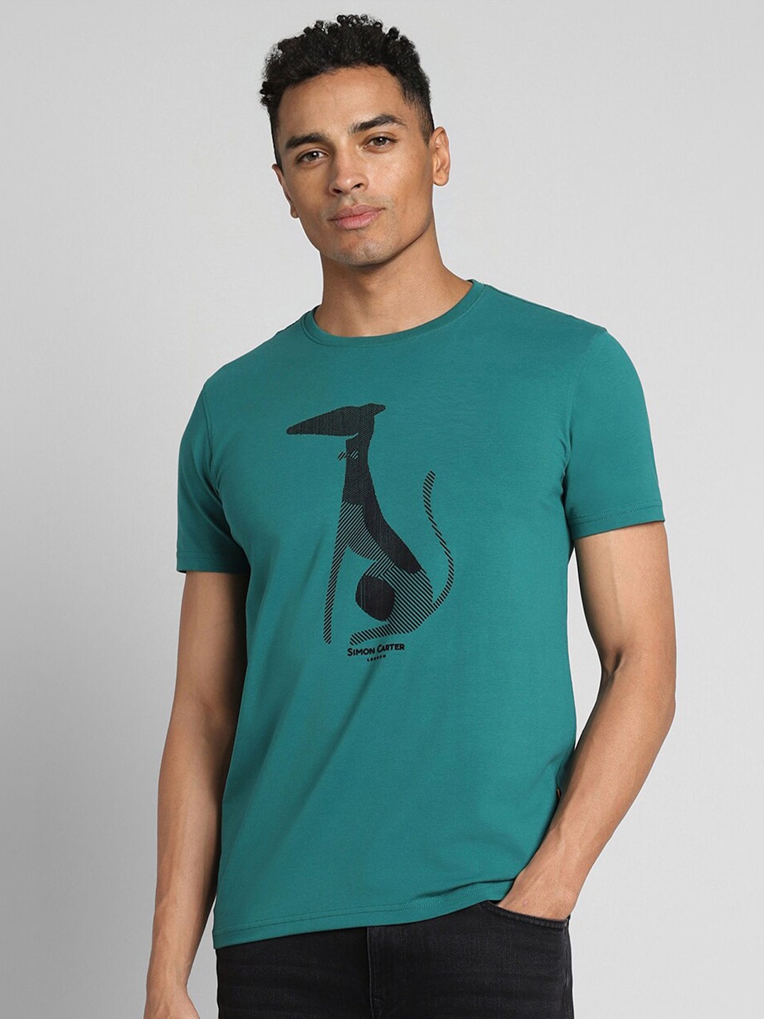 

SIMON CARTER LONDON Graphic Printed Slim Fit T-shirt, Green
