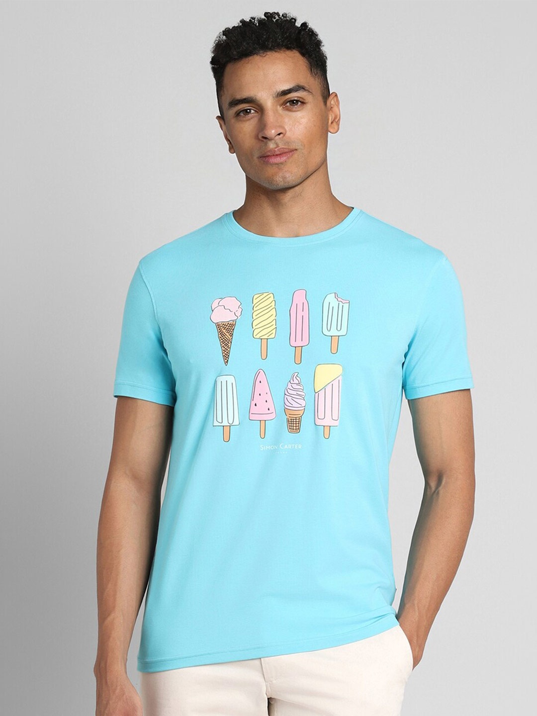 

SIMON CARTER LONDON Graphic Printed Slim Fit T-shirt, Blue
