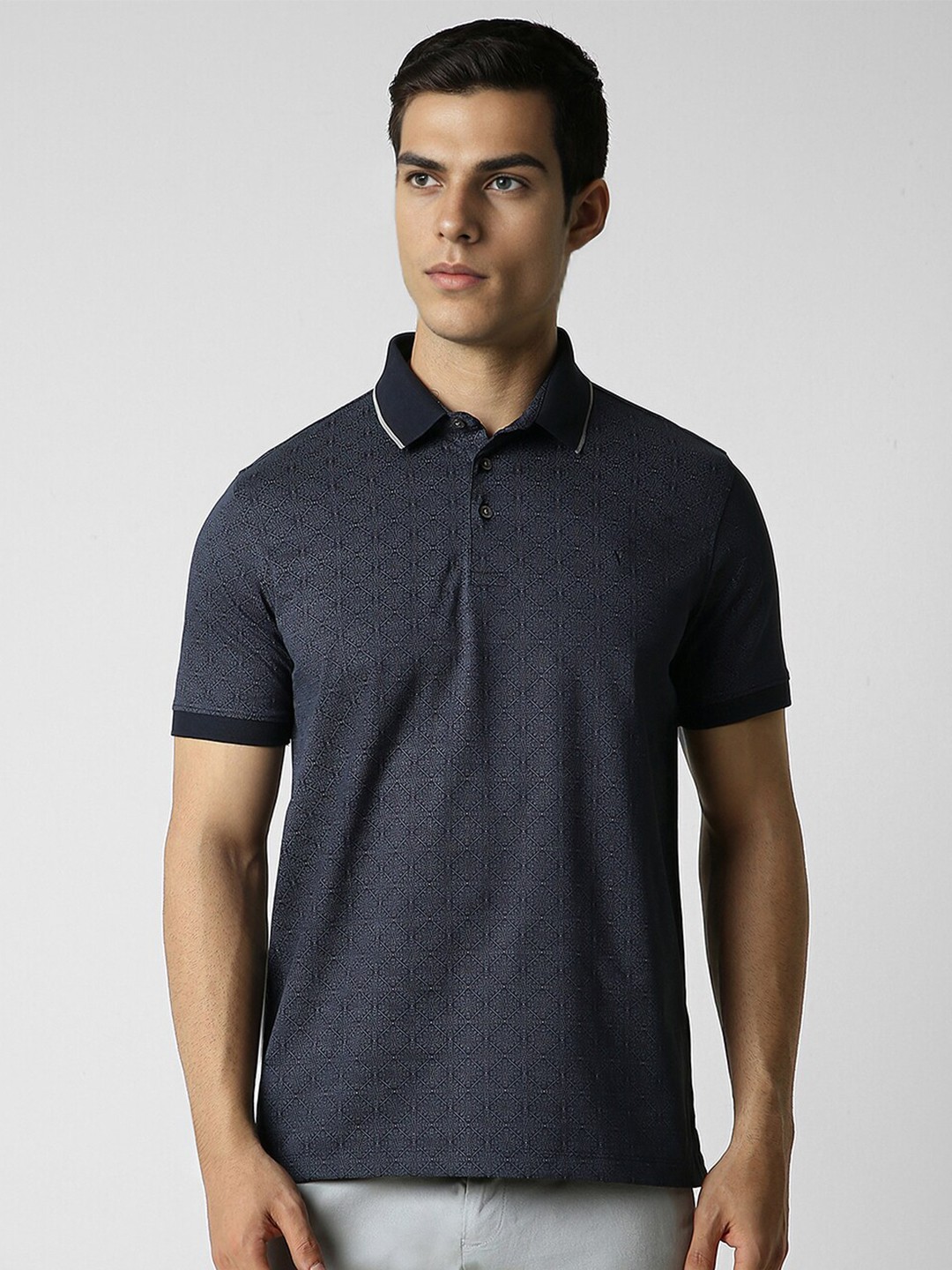 

Van Heusen Printed Polo Collar T-shirt, Navy blue