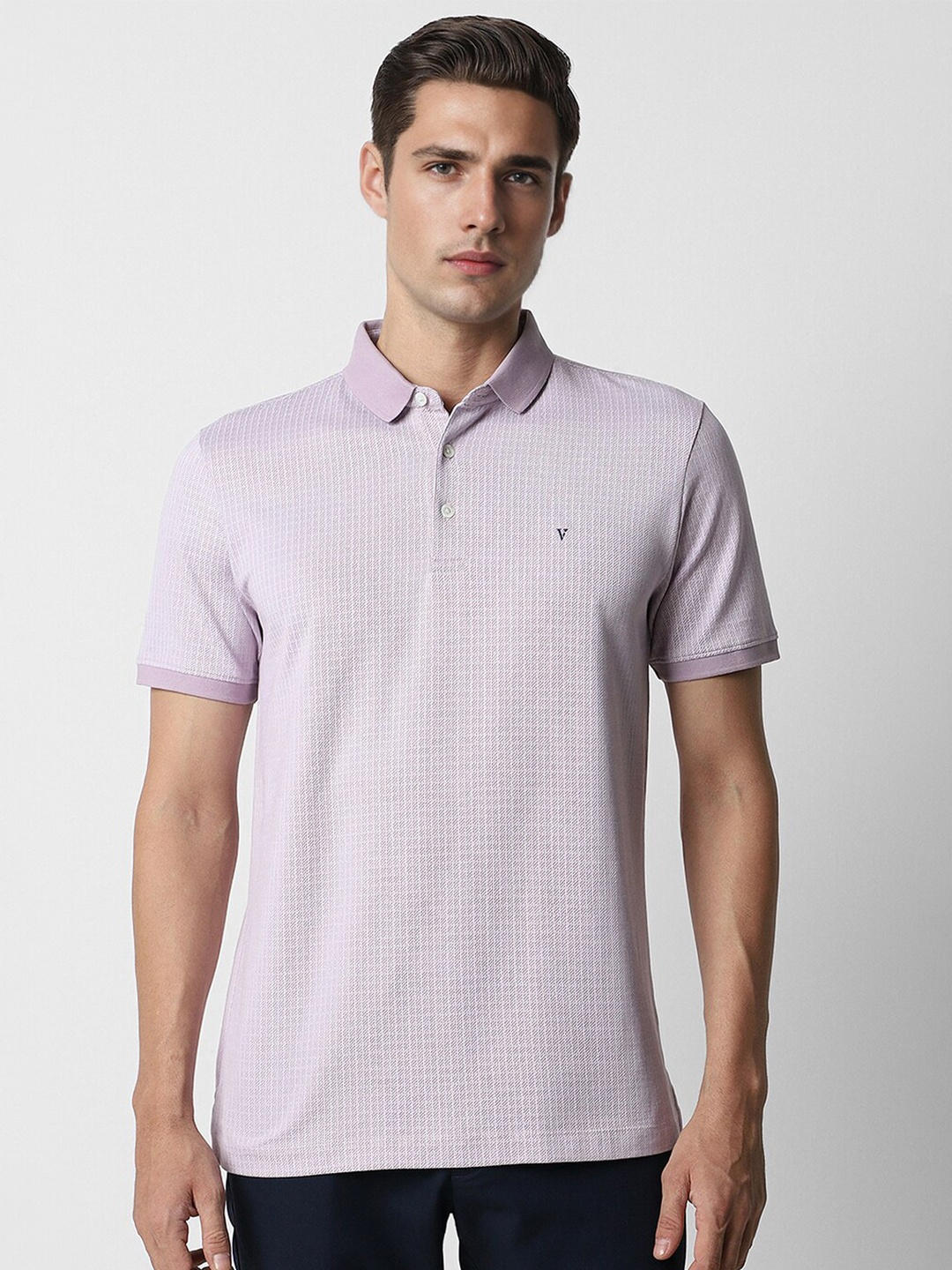 

Van Heusen Checked Polo Collar T-shirt, Purple