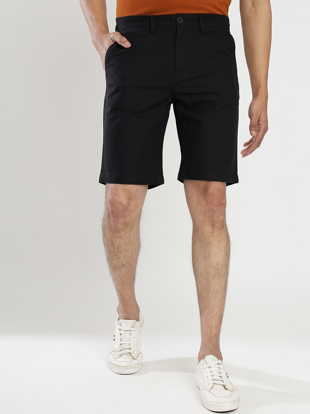 

JADE BLUE Men Slim Fit Comfortable Cotton Chino Shorts, Black