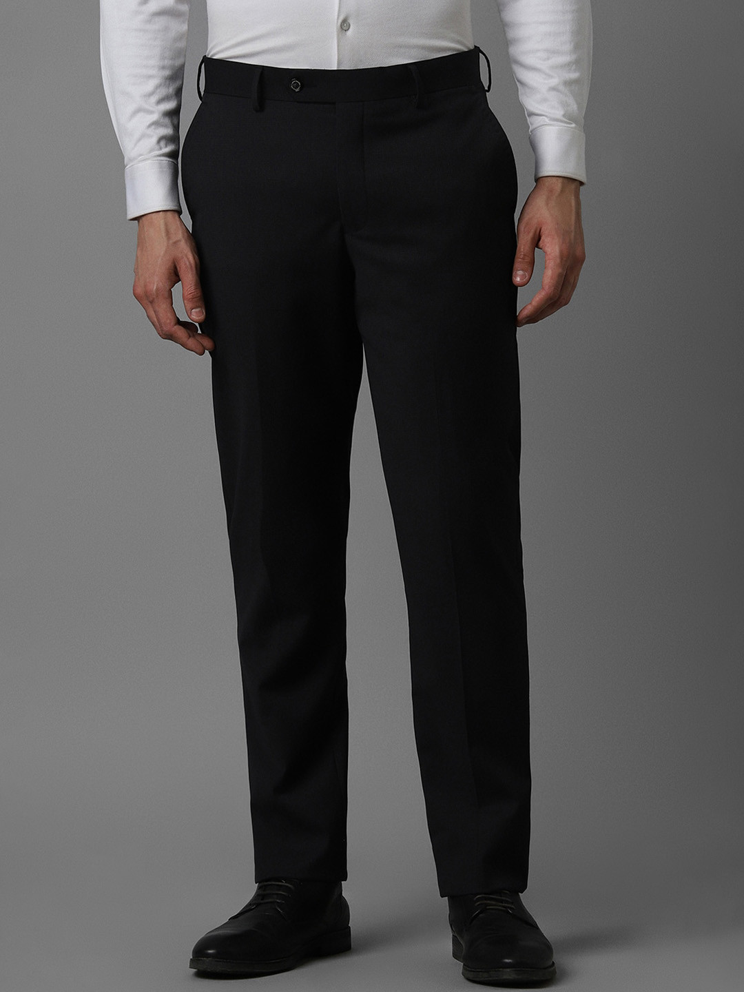 

Louis Philippe Men Mid-Rise Textured Self Design Slim Fit Formal Trouser, Black