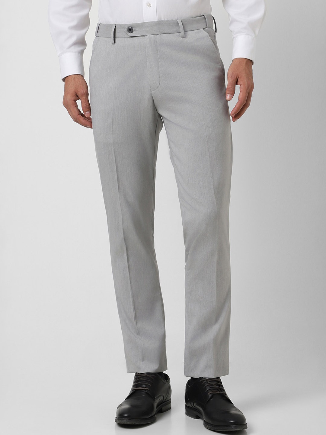 

Peter England Men Slim Fit Mid-Rise Trousers, Grey