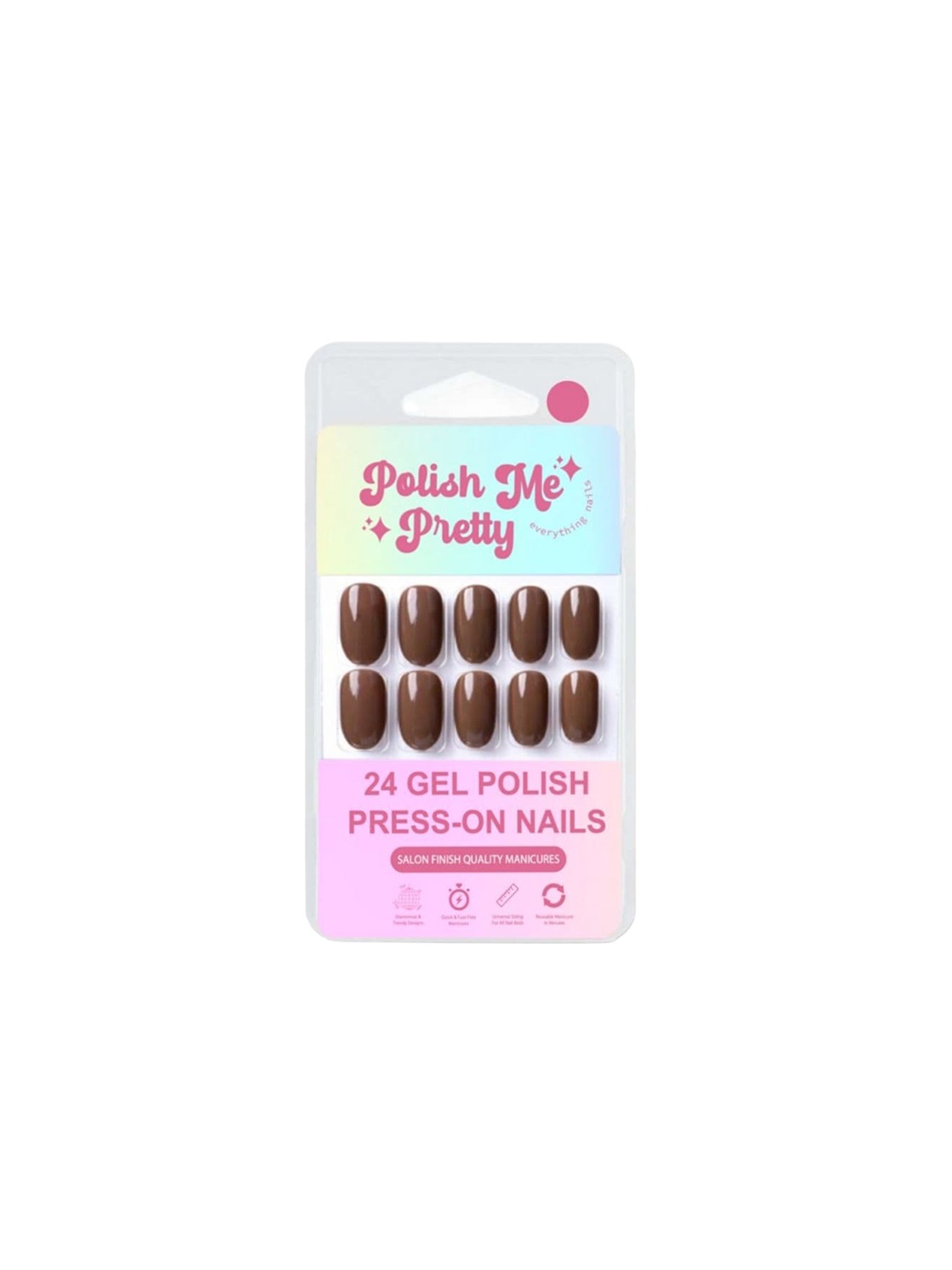 

Polish Me Pretty Set Of 24 Gel Polish Press On Nails - Mocha, Brown