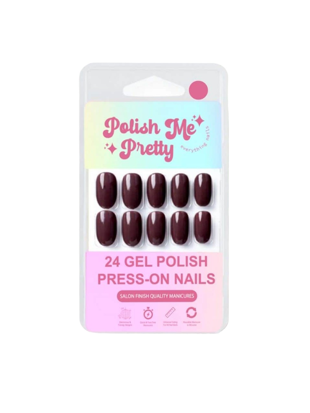 

Polish Me Pretty Set Of 24 Gel Polish Press On Nails - Chesnut, Maroon