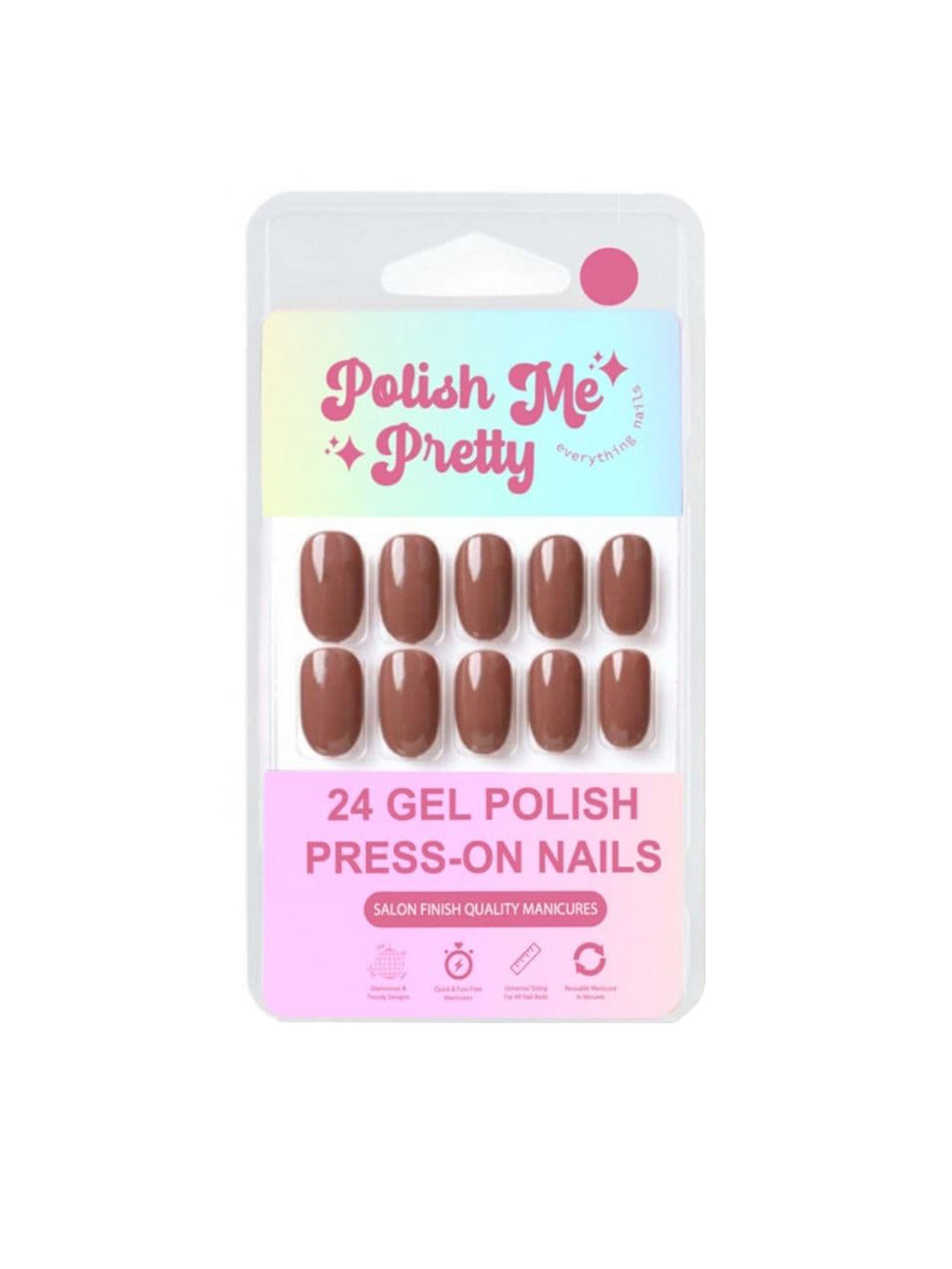 

Polish Me Pretty Set Of 24 Gel Polish Press On Nails - Barista, Brown