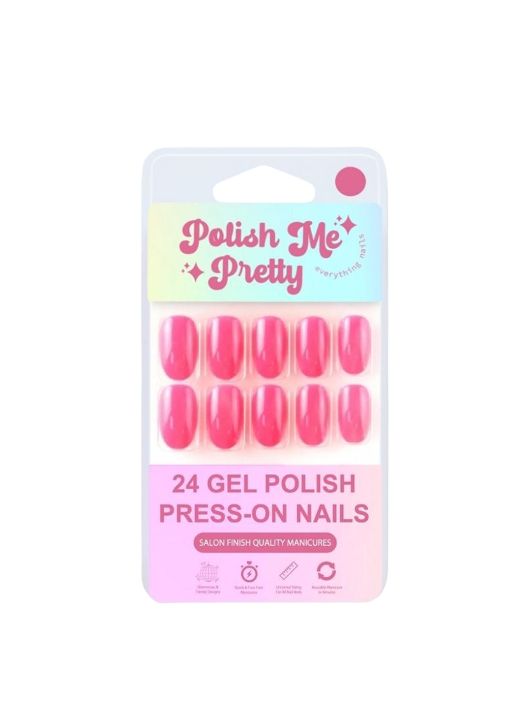 

Polish Me Pretty Set Of 24 Gel Polish Press On Nails - Pink Glo, Na