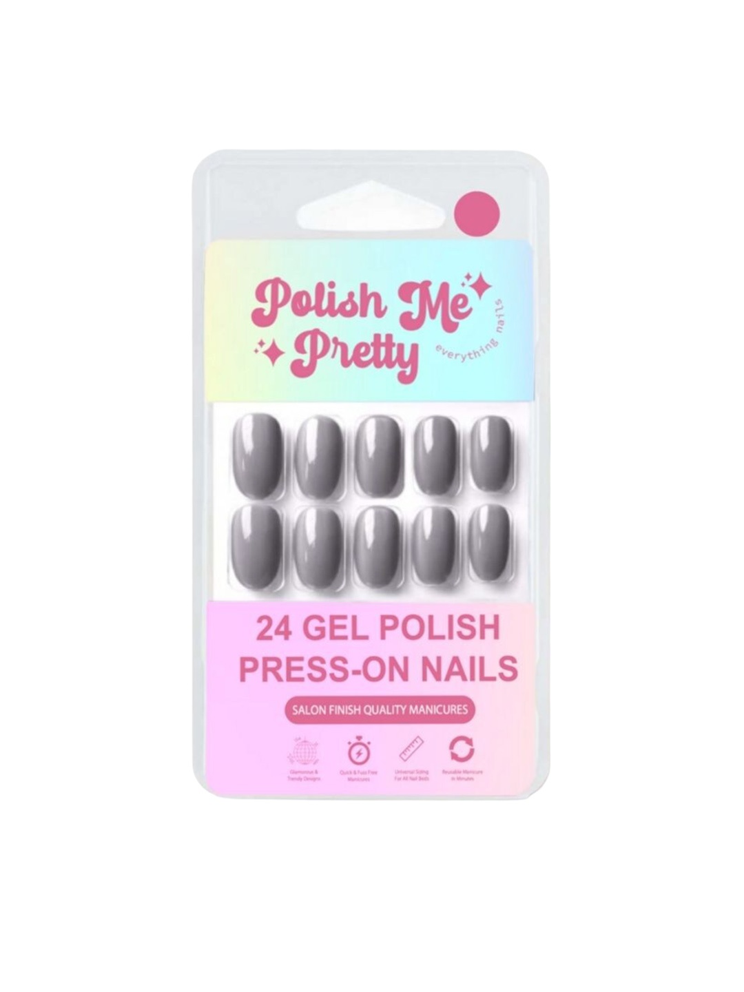

Polish Me Pretty Set Of 24 Gel Polish Press On Nails - Mink, Grey