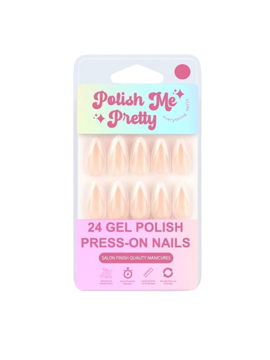 

Polish Me Pretty Set Of 24 Gel Polish Press On Nails - French Stilettos, Nude