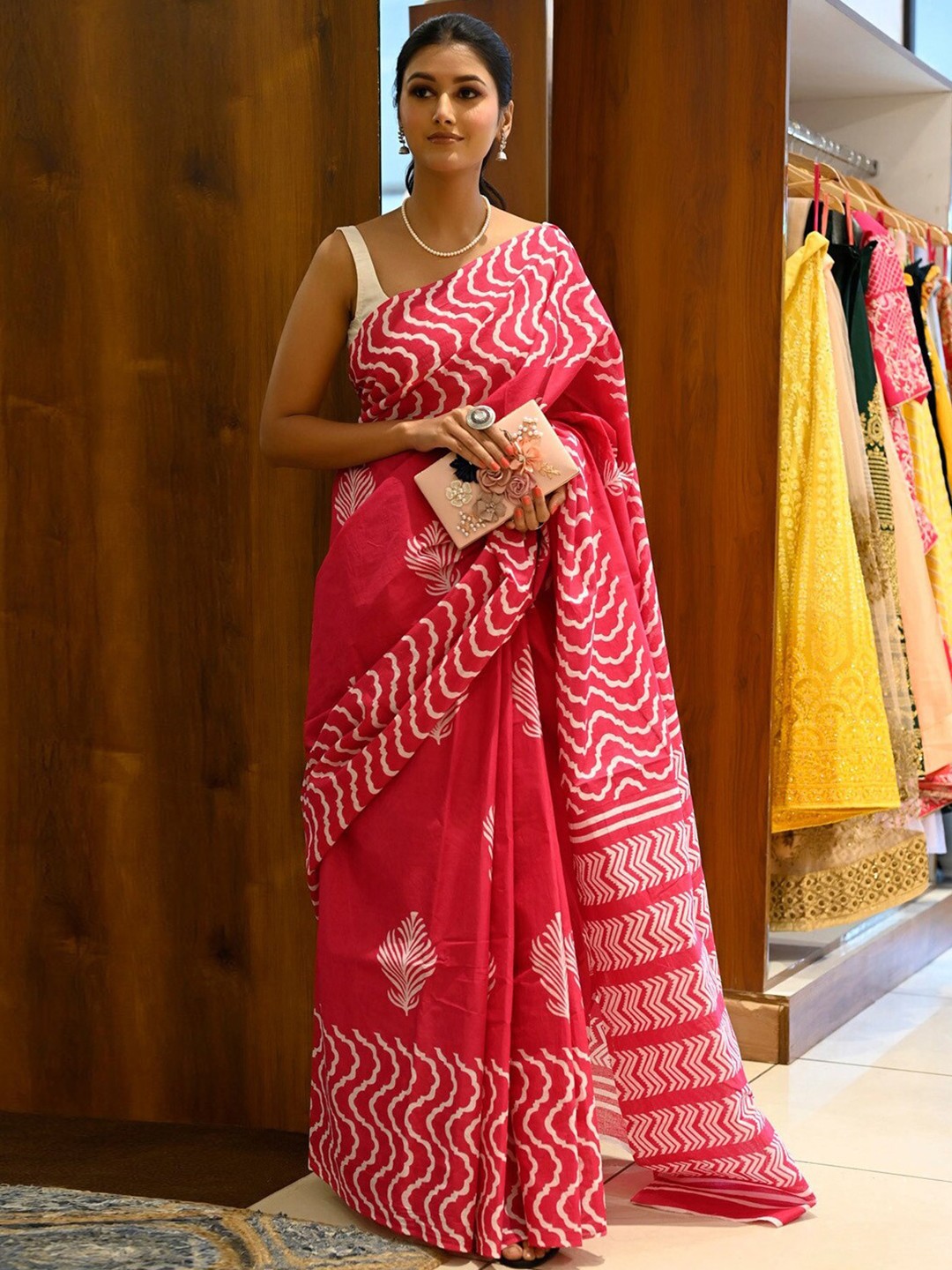 

Anouk Bagh Pure Cotton Bagh Saree, Pink