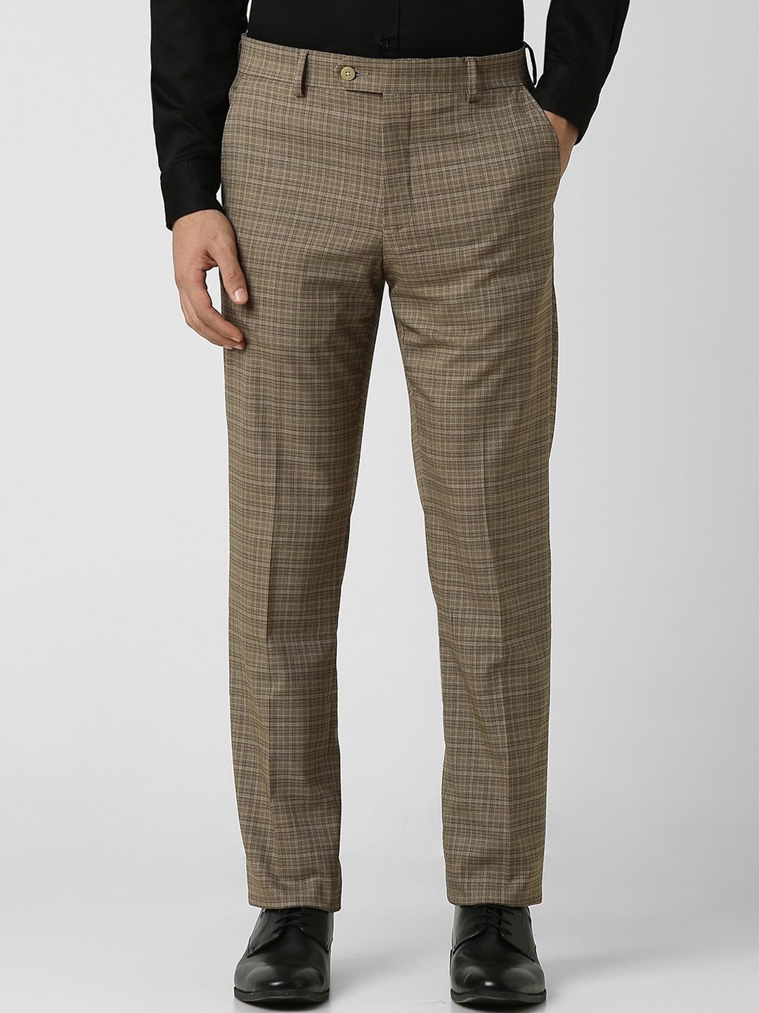 

Van Heusen Men Checked Slim Fit Formal Trouser, Brown