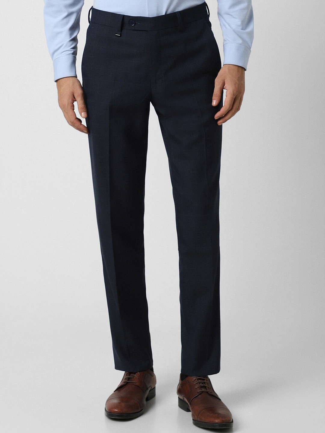 

Van Heusen Slim Fit Mid-Rise Formal Trousers, Navy blue