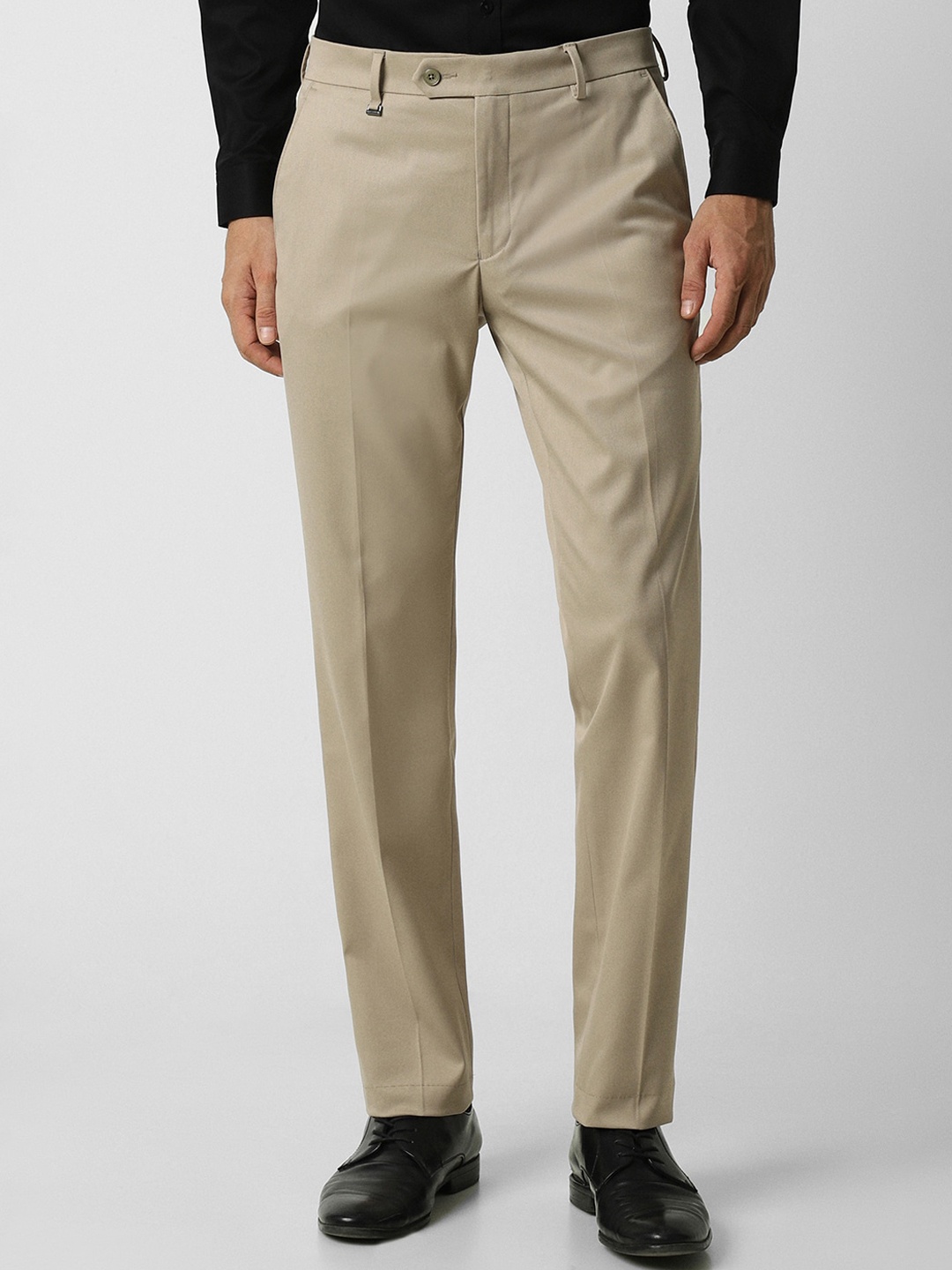 

Van Heusen Men Mid-Rise Slim Fit Formal Trousers, Khaki