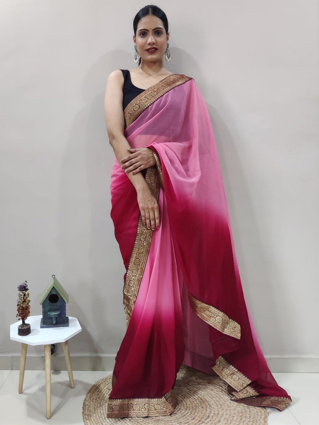 

Anouk Ombre Pure Georgette Saree, Pink