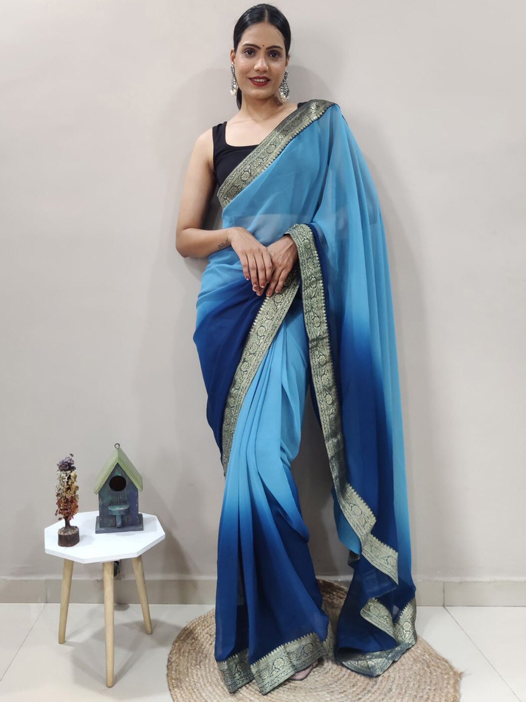 

Anouk Ombre Pure Georgette Saree, Blue