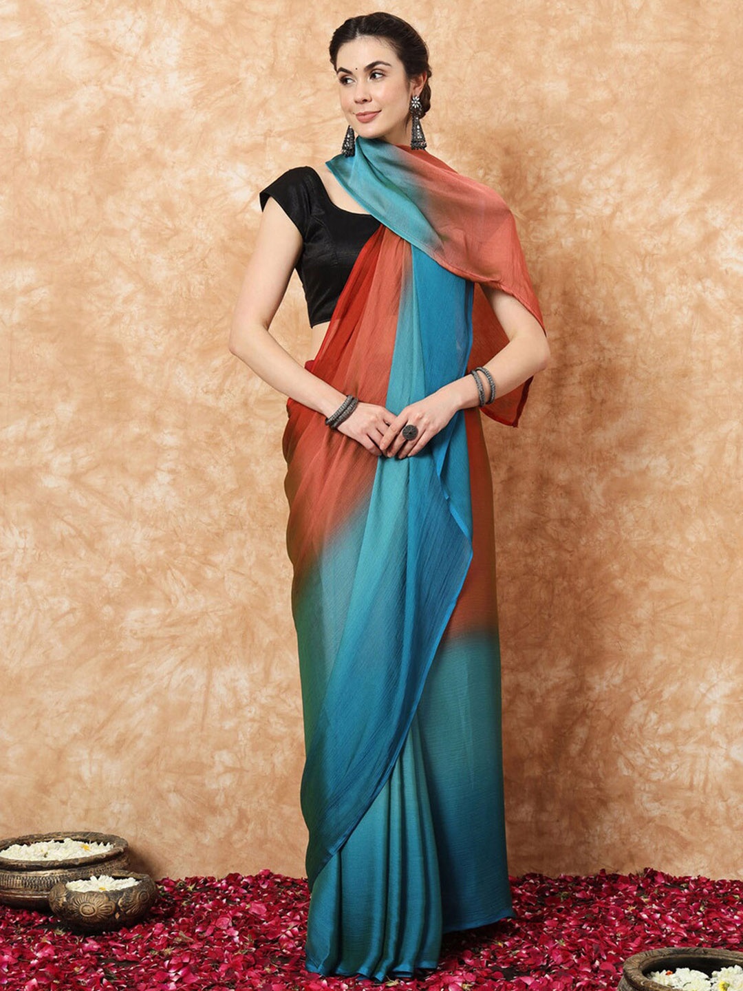 

Anouk Abstract Printed Ombre Saree, Orange