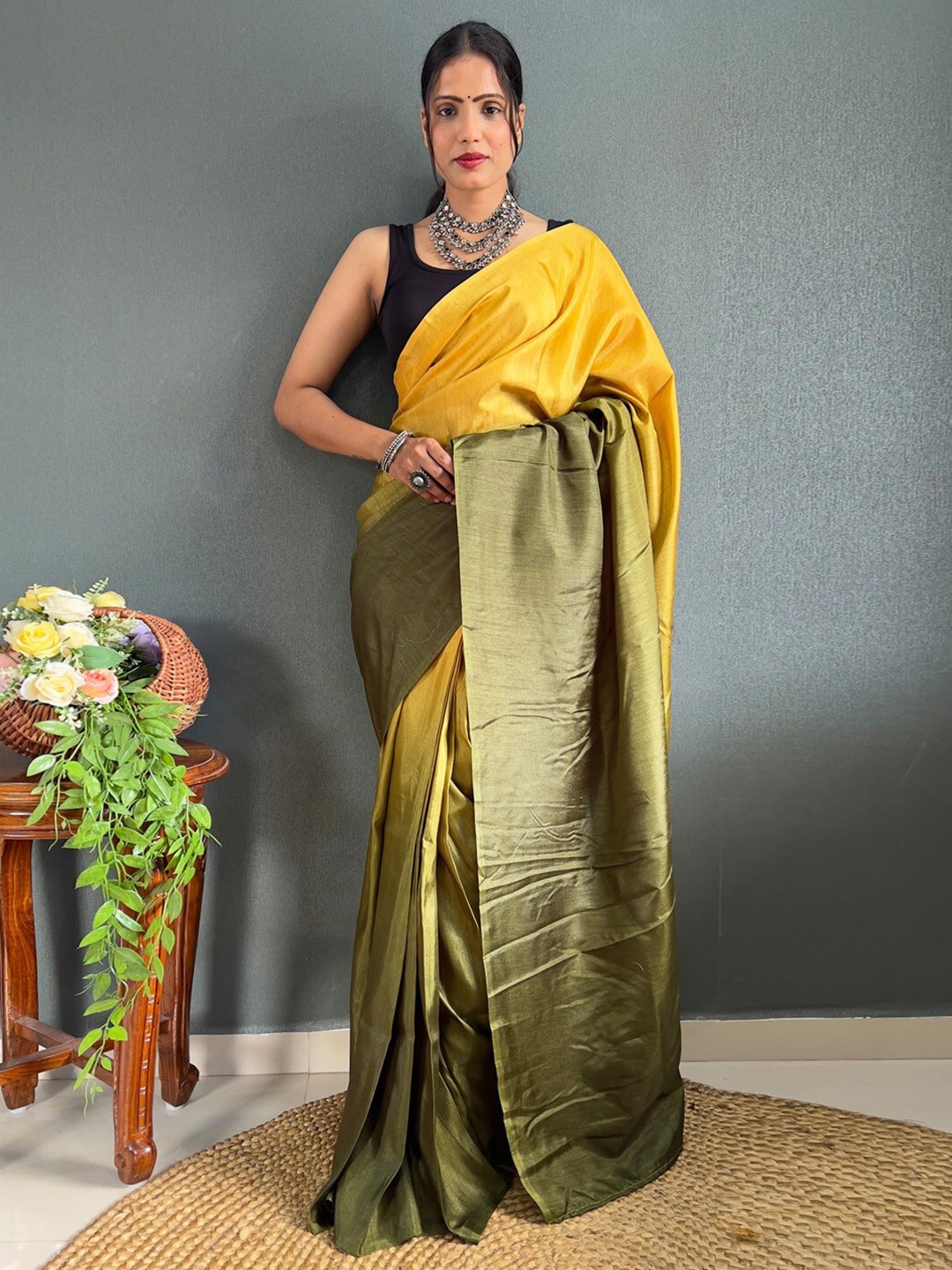

Anouk Ombre Pure Cotton Saree, Mustard