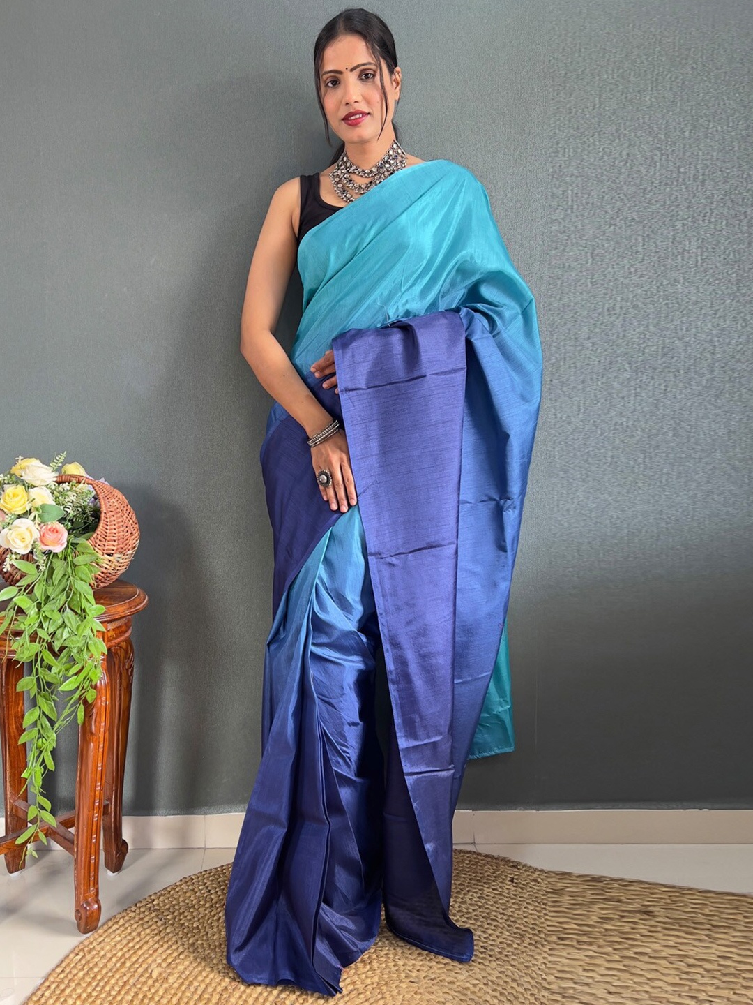 

Anouk Ombre Pure Cotton Saree, Blue