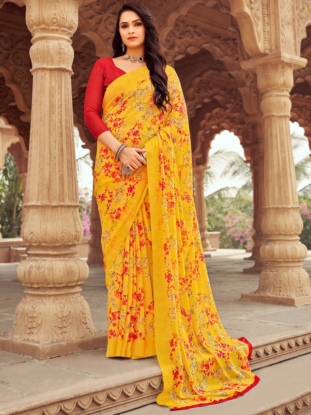 

Anouk Floral Pure Chiffon Bagh Saree, Yellow