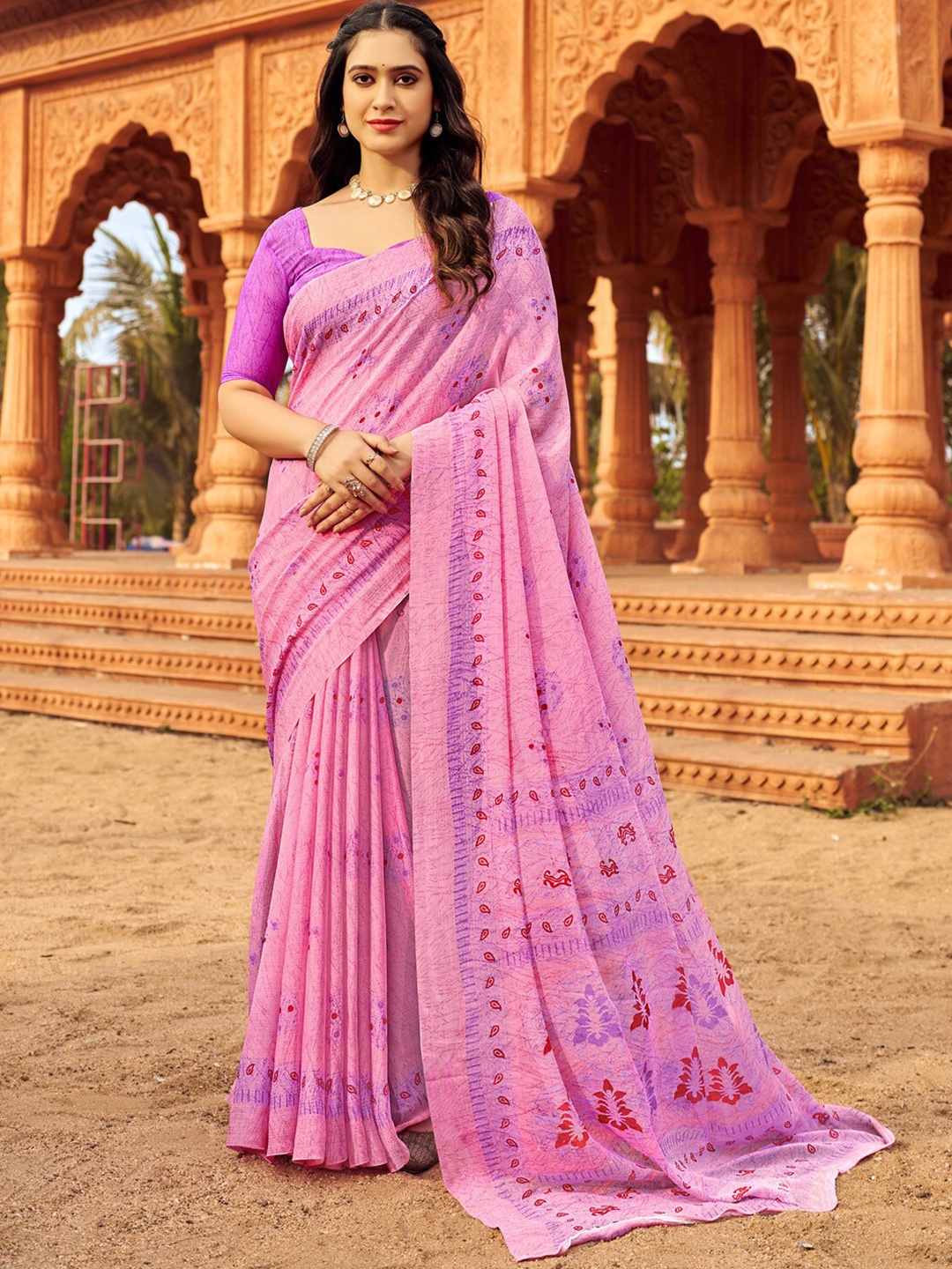 

Anouk Rustic Bagh Printed Saree, Pink