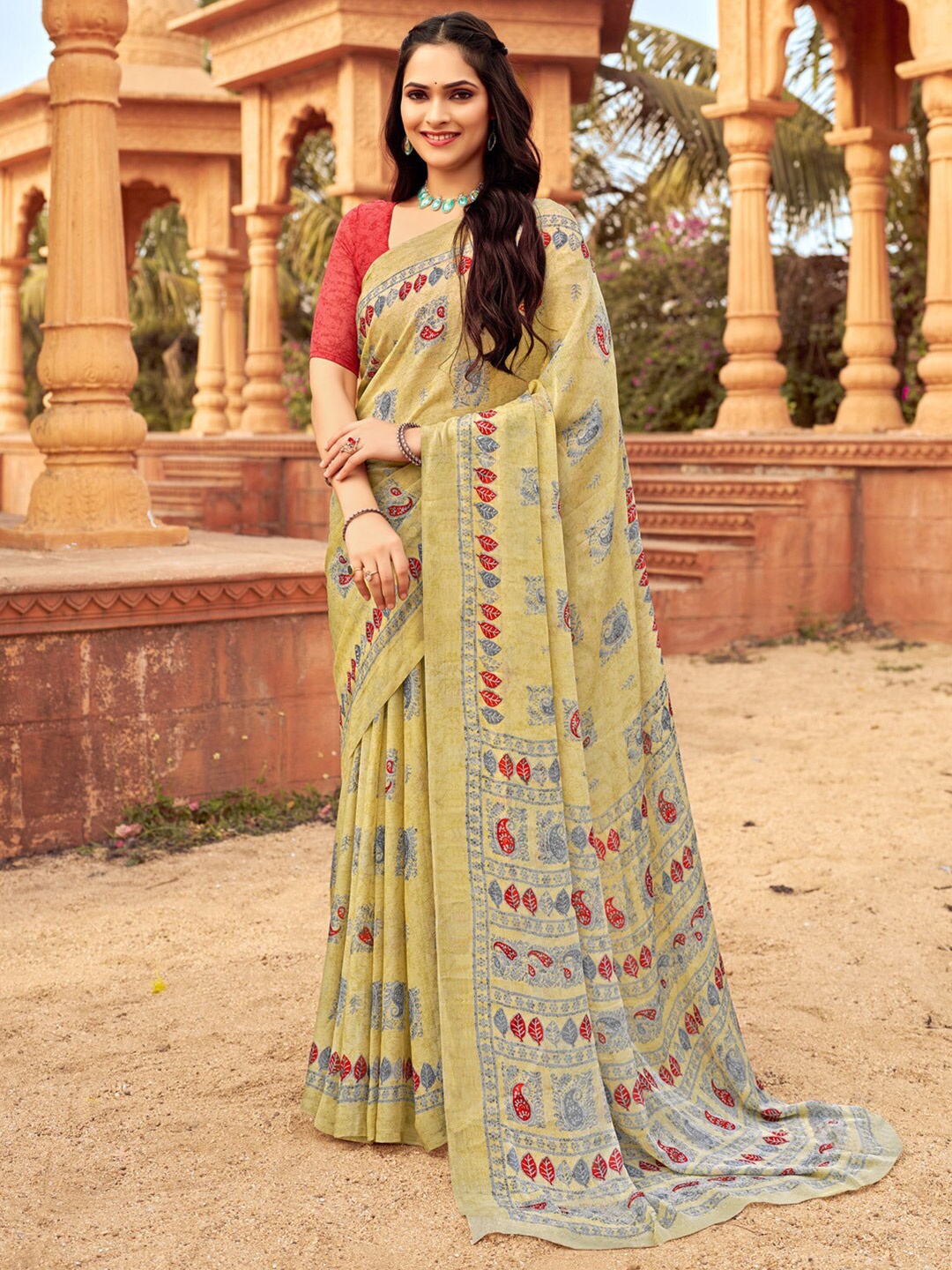 

Anouk Rustic Bagh Pure Chiffon Bagh Saree, Yellow