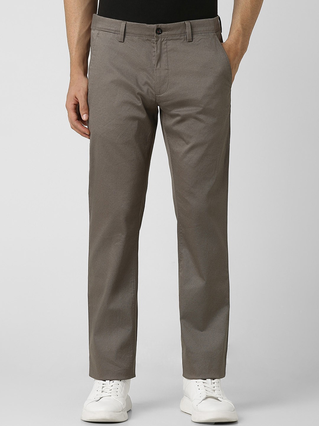 

Van Heusen Sport Men Slim Fit Checked Mid-Rise Cotton Trousers, Brown