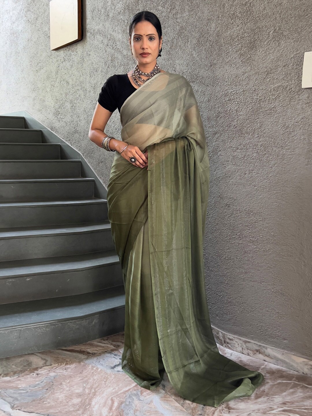 

KALINI Ombre Saree, Green