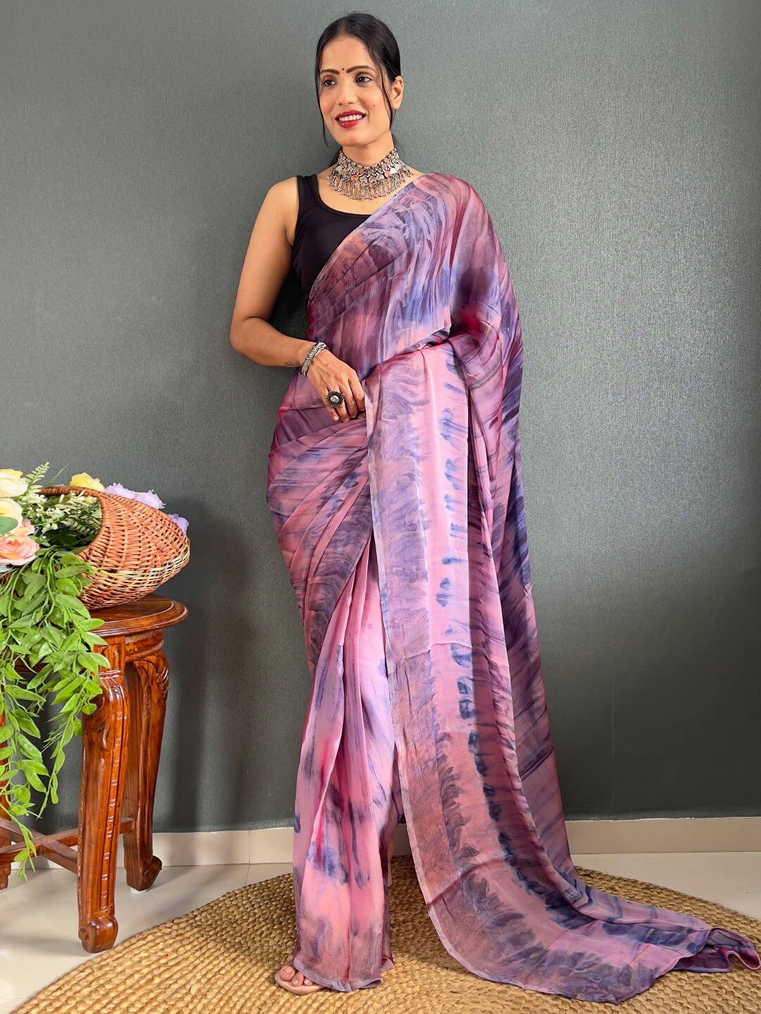 

KALINI Tie & Dye Dyed Saree, Rose gold