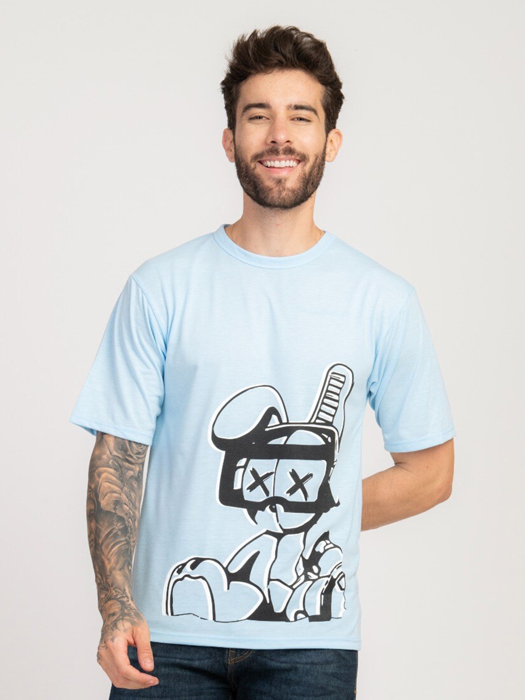

STYLOGUE Graphic Printed Round Neck T-shirt, Blue