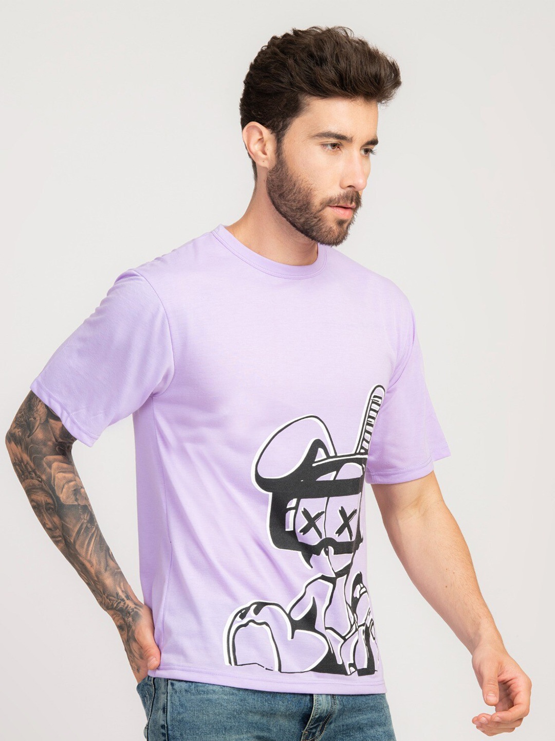 

STYLOGUE Graphic Printed Round Neck T-shirt, Purple