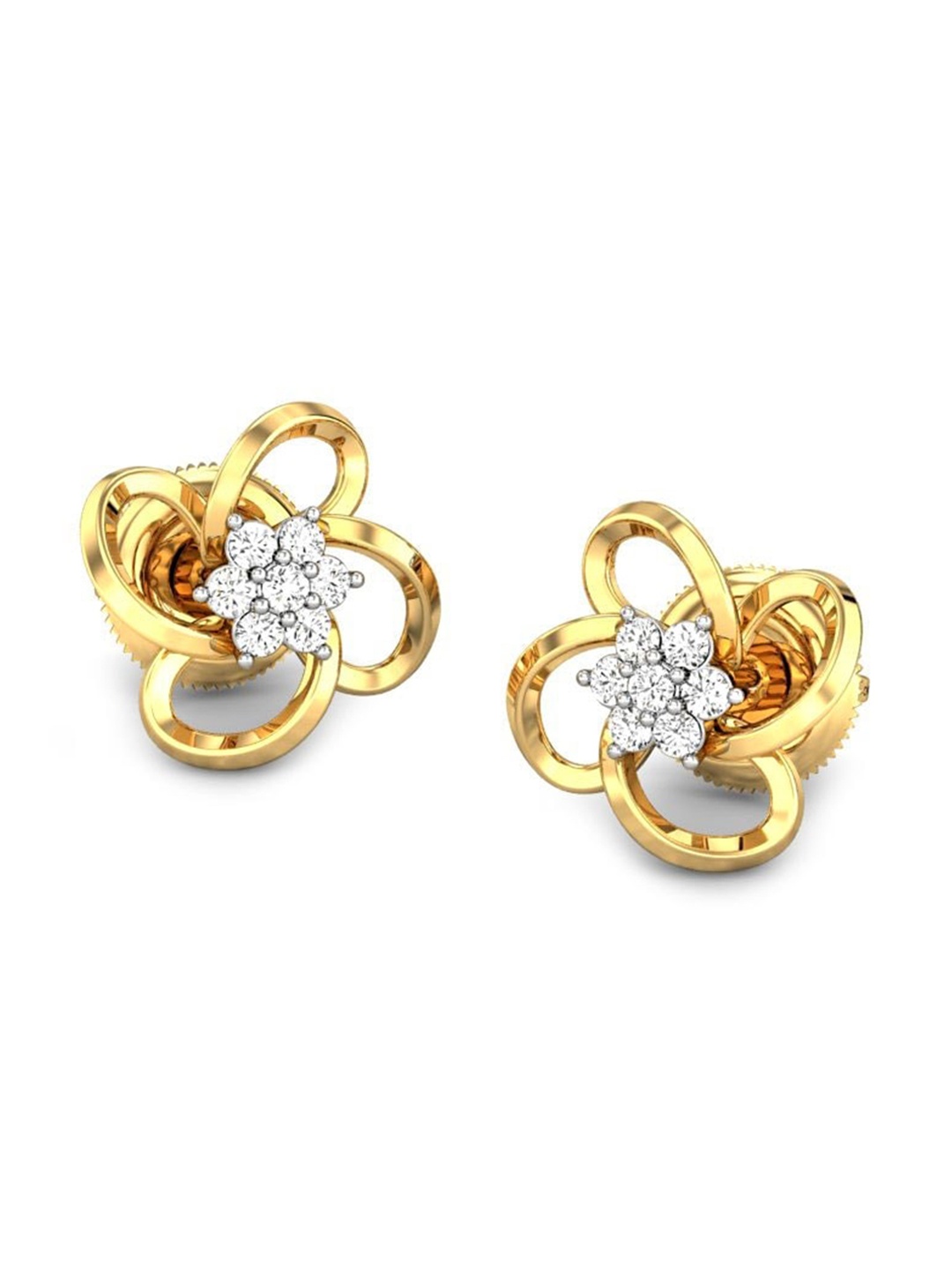 

CANDERE A KALYAN JEWELLERS COMPANY BIS Hallmark 22KT 916 CZ Studded Yellow Gold Earrings
