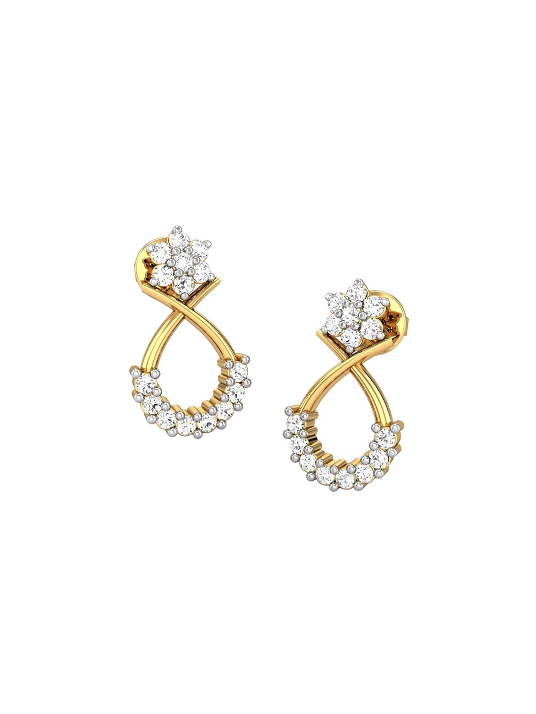 

CANDERE A KALYAN JEWELLERS COMPANY BIS Hallmark 22KT 916 CZ Studded Yellow Gold Earrings