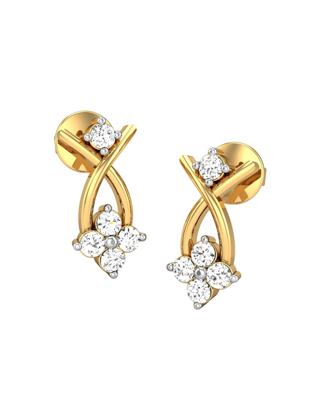 

CANDERE A KALYAN JEWELLERS COMPANY 18KT (750) Gold Cubic Zirconia Studded Earrings-2.09 gm