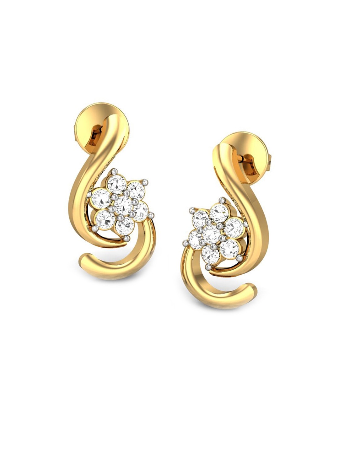 

CANDERE A KALYAN JEWELLERS COMPANY 18KT (750) Gold Cubic Zirconia Studded Earrings-2.3 gm