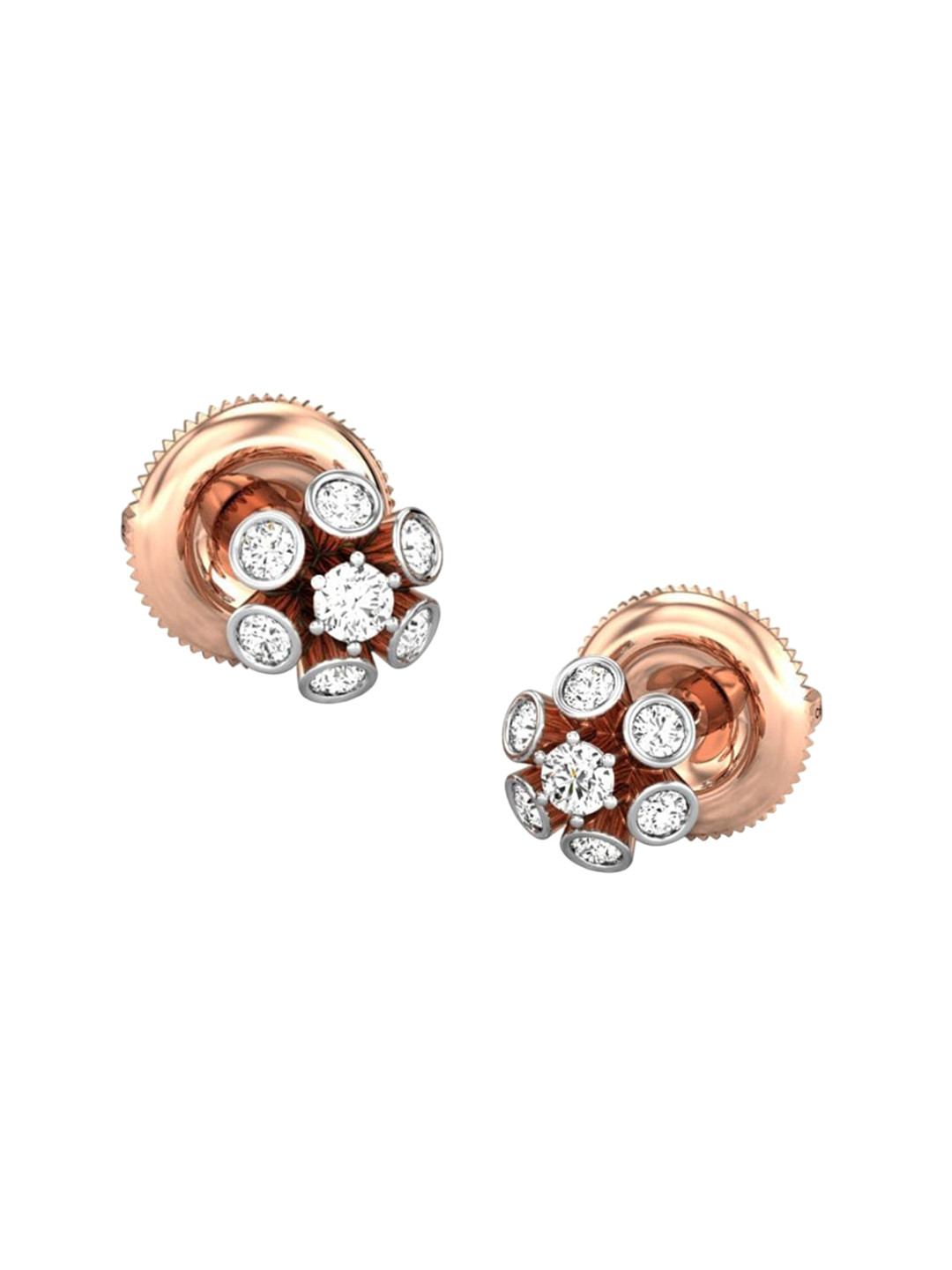 

CANDERE A KALYAN JEWELLERS COMPANY 14KT (585) Rose Gold CZ Studded Earrings-1.45 gm