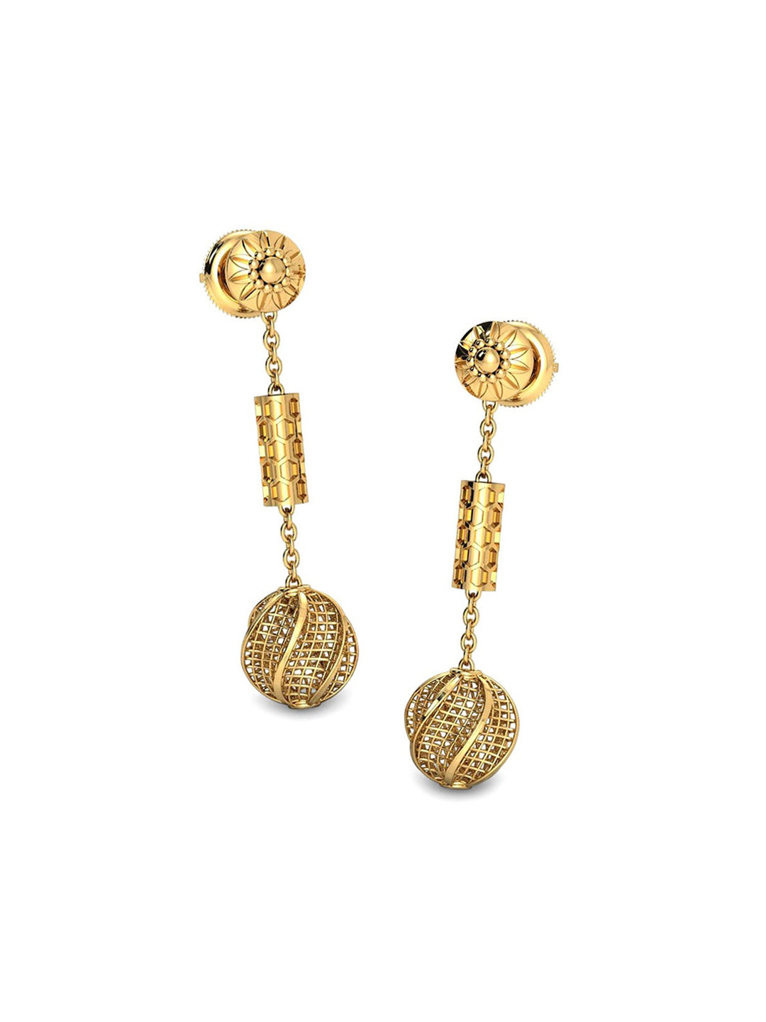 

CANDERE A KALYAN JEWELLERS COMPANY 18KT (750) BIS Hallmark Gold Dangle Earrings-3.55 gm
