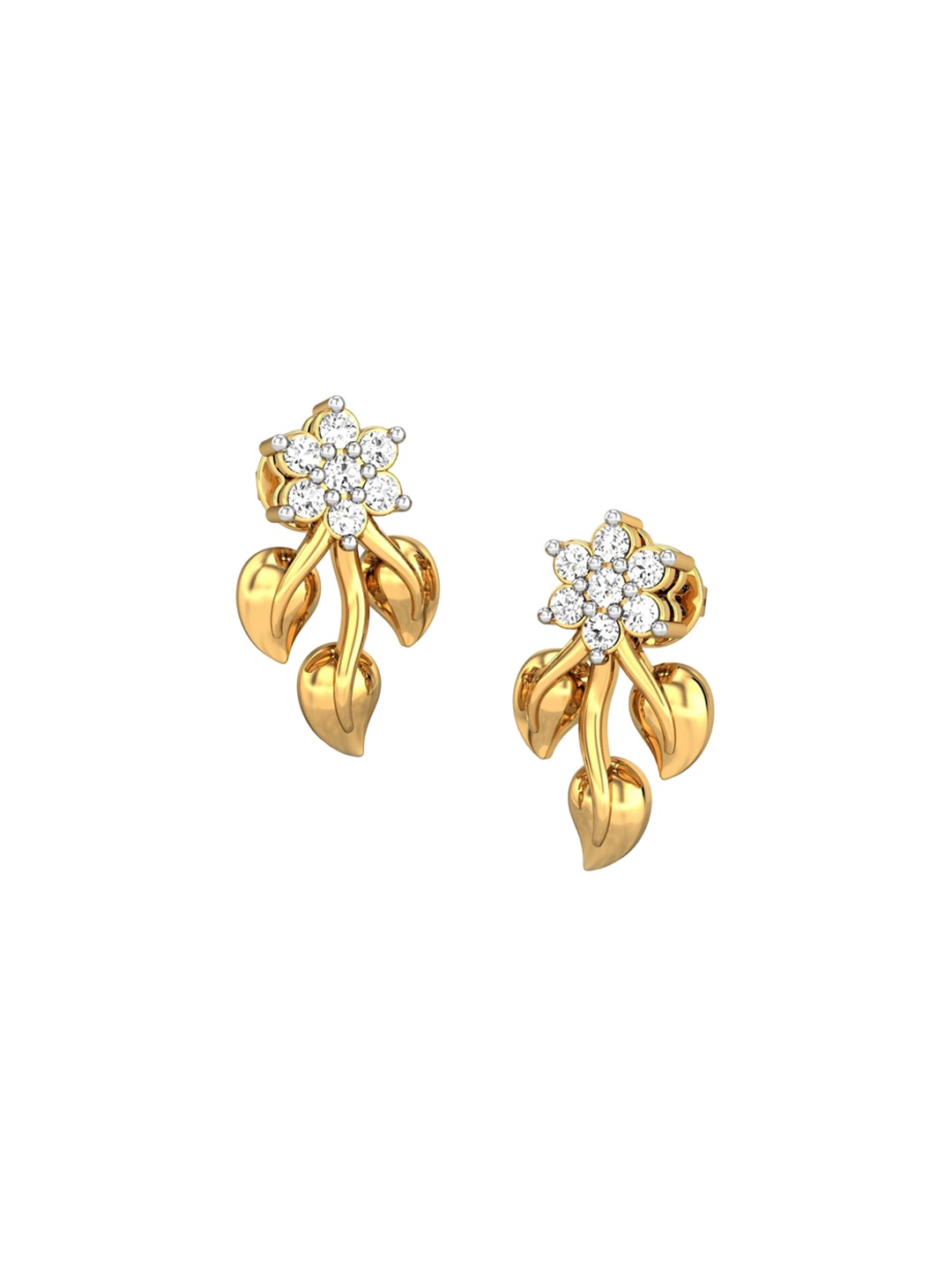 

CANDERE A KALYAN JEWELLERS COMPANY 18KT (750) Gold Cubic Zirconia Studded Earrings-2.83 gm