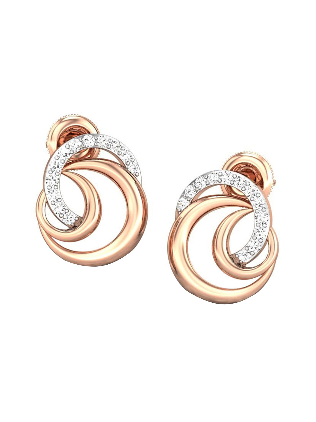 

CANDERE A KALYAN JEWELLERS COMPANY 14KT (585) Rose Gold CZ Studded Earrings-1.78 gm