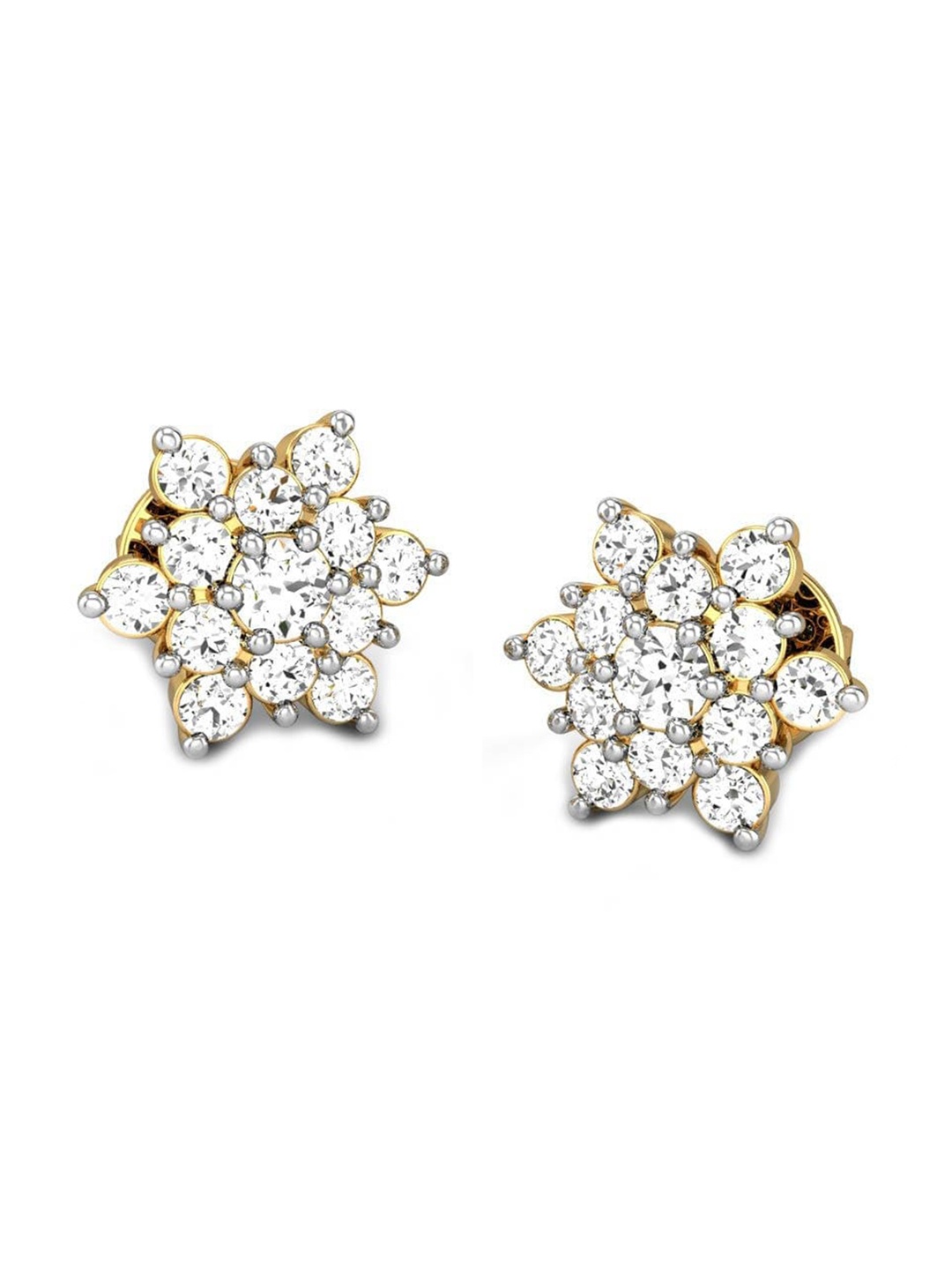 

CANDERE A KALYAN JEWELLERS COMPANY 18KT (750) Gold Cubic Zirconia Studded Earrings-2.2 gm