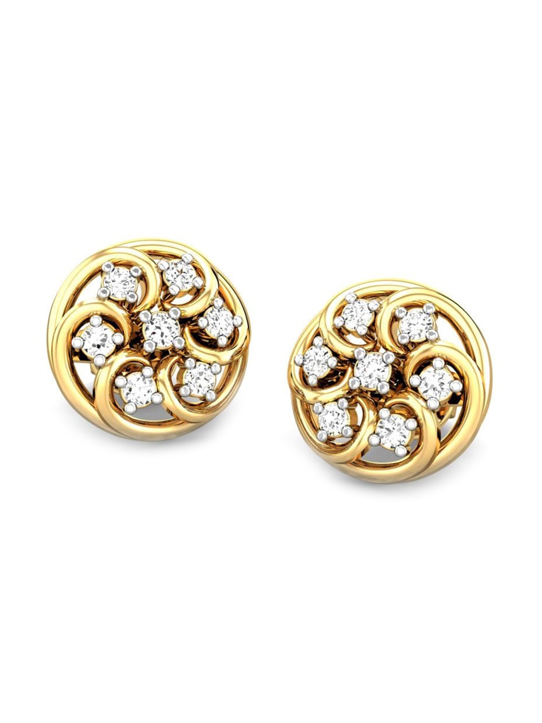 

CANDERE A KALYAN JEWELLERS COMPANY 18KT (750) Gold Cubic Zirconia Studded Earrings-2.5 gm