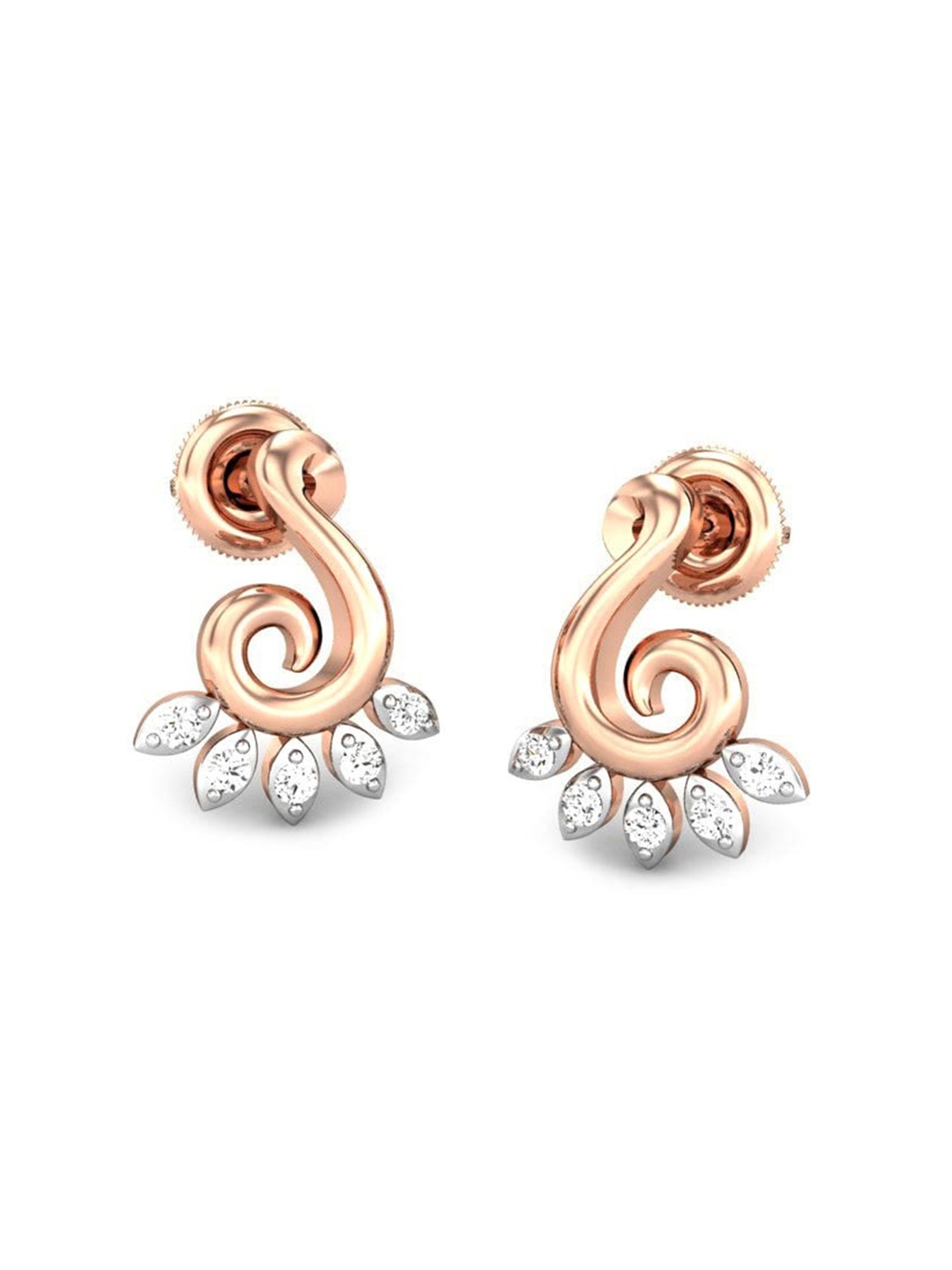 

CANDERE A KALYAN JEWELLERS COMPANY 14KT (585) Rose Gold CZ Studded Earrings-1.62 gm