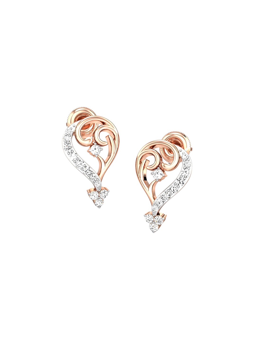 

CANDERE A KALYAN JEWELLERS COMPANY 18KT (750) Rose Gold Diamond Studded Earrings -2.69gm