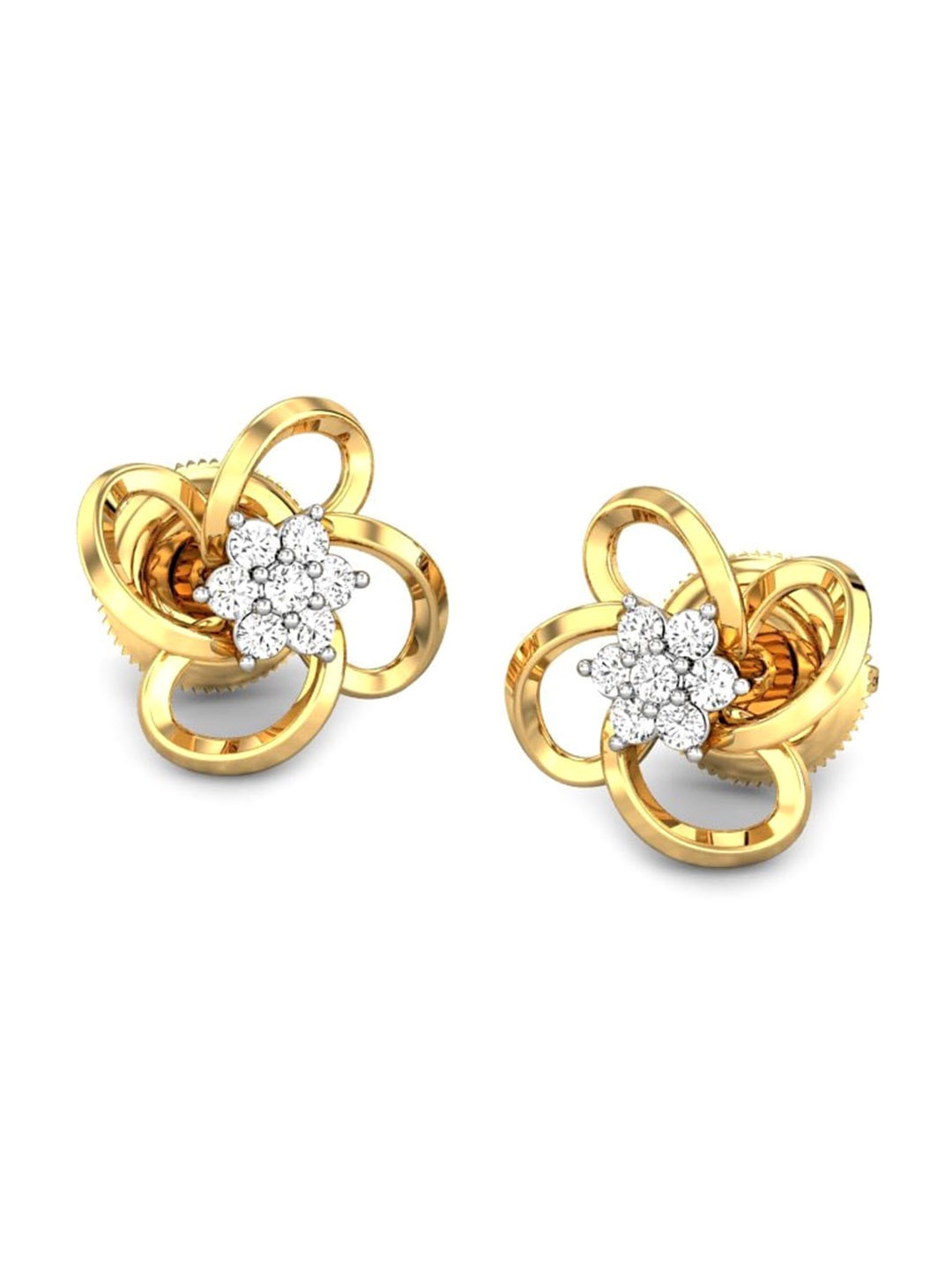 

CANDERE A KALYAN JEWELLERS COMPANY 14KT (585) Gold Cubic Zirconia Studded Earrings-2.13 gm